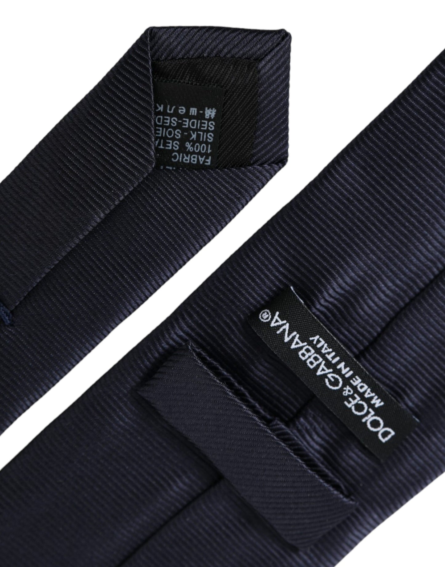 Dolce & Gabbana Blaue, einfarbige, verstellbare Seidenkrawatte Herren