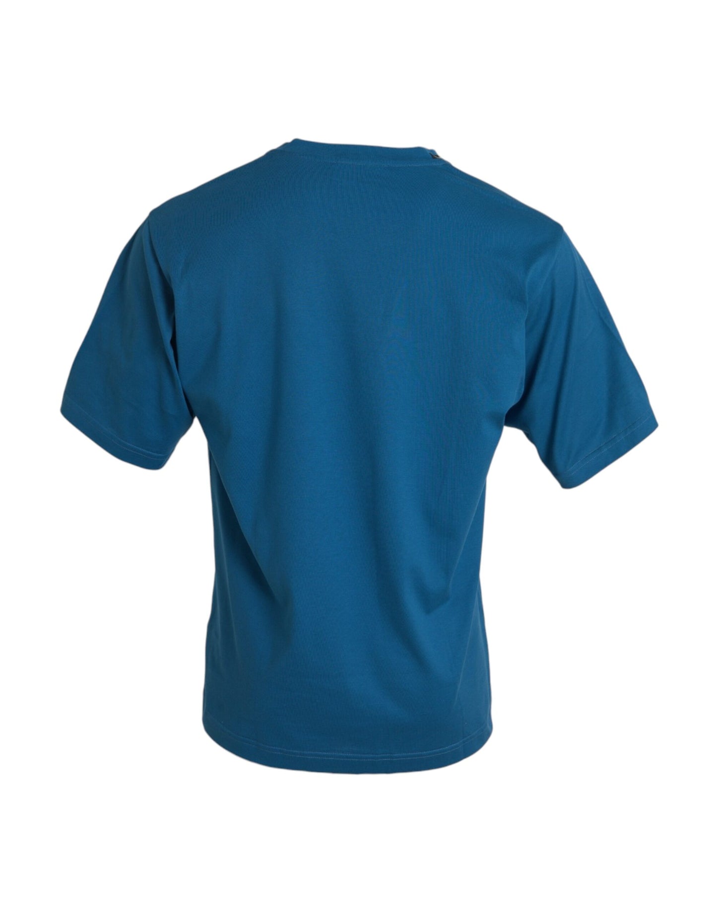 Dolce & Gabbana – Blaues T-Shirt mit Rundhalsausschnitt und kurzen Ärmeln und Logo