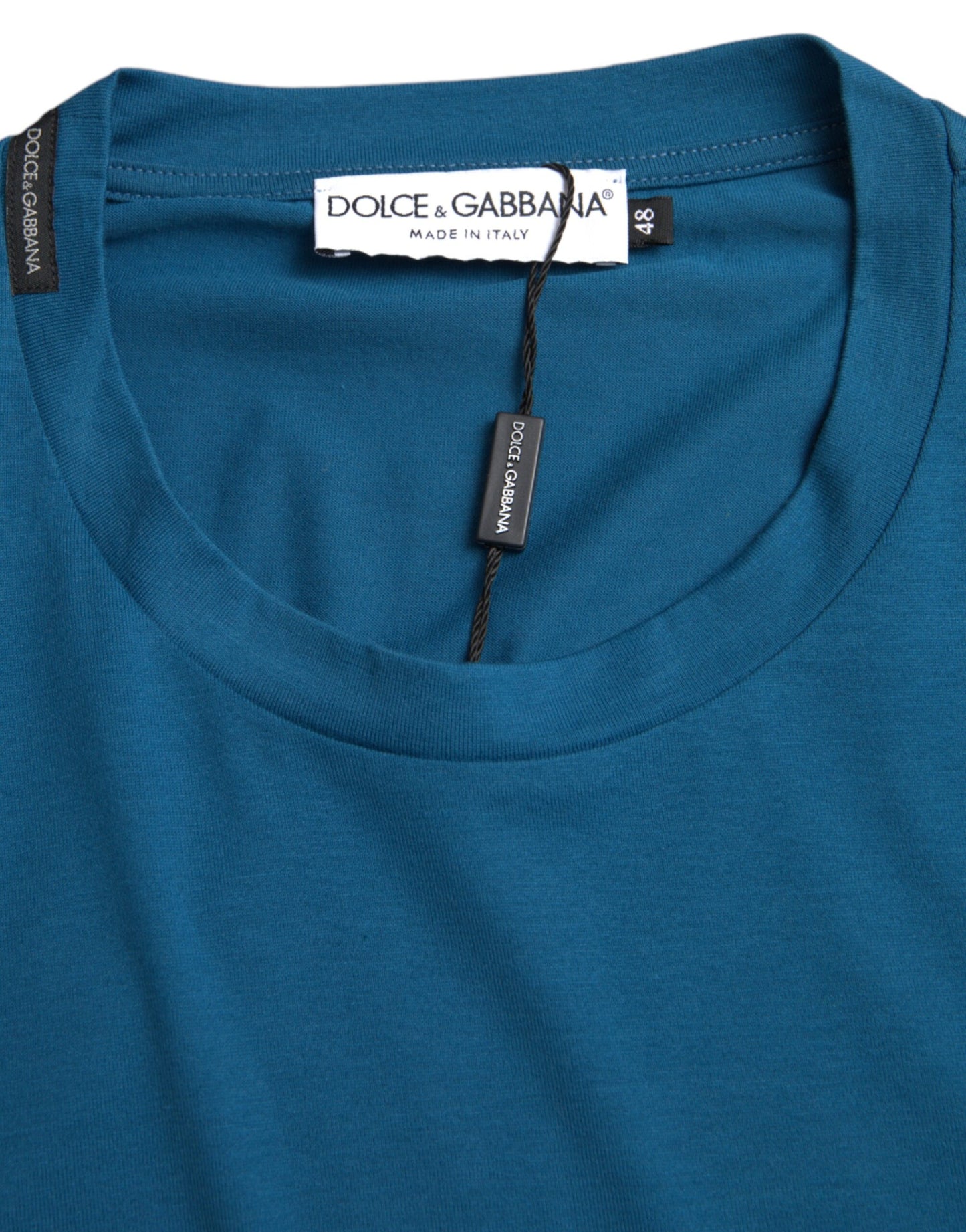 Dolce & Gabbana – Blaues T-Shirt mit Rundhalsausschnitt und kurzen Ärmeln und Logo