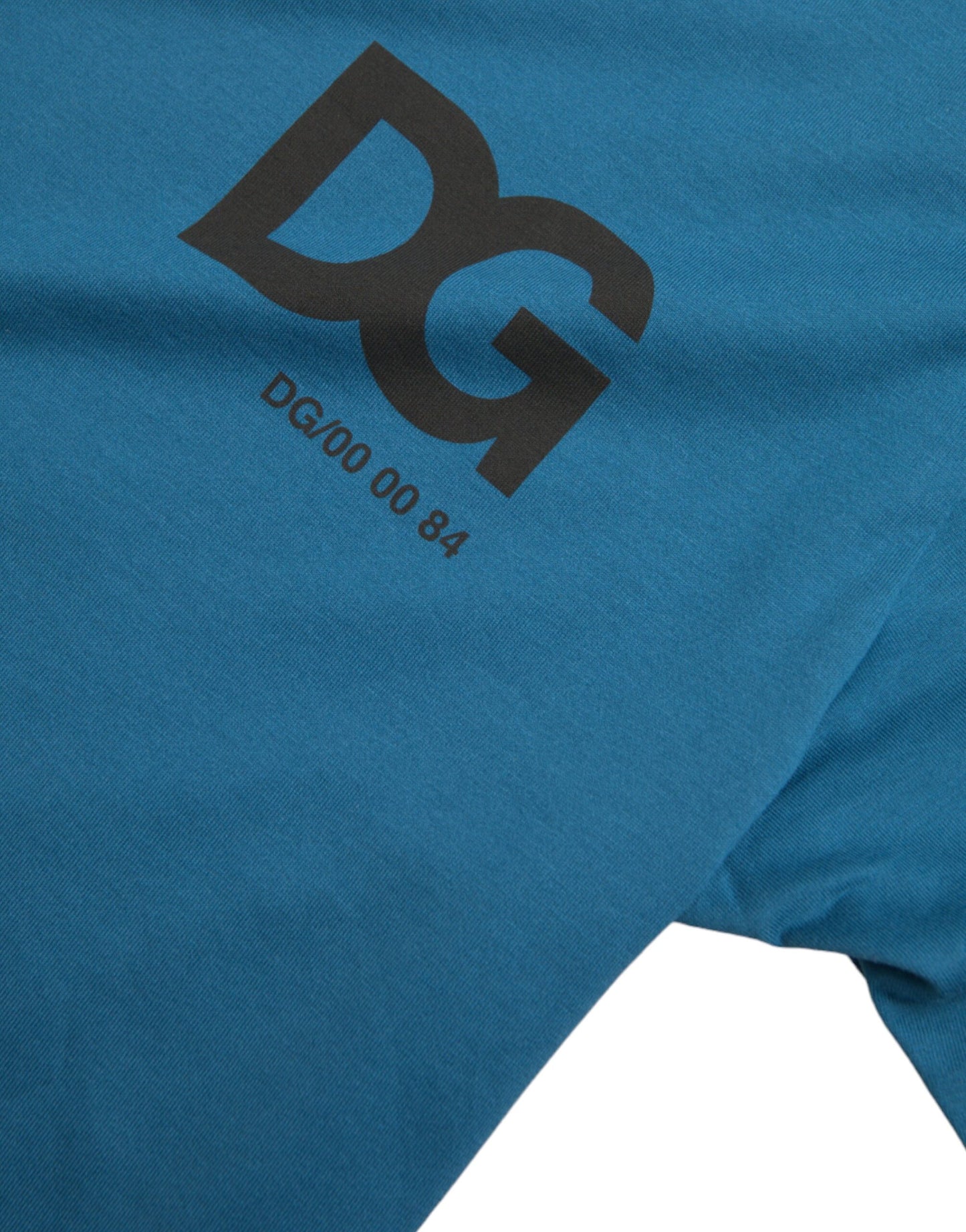 Dolce & Gabbana – Blaues T-Shirt mit Rundhalsausschnitt und kurzen Ärmeln und Logo
