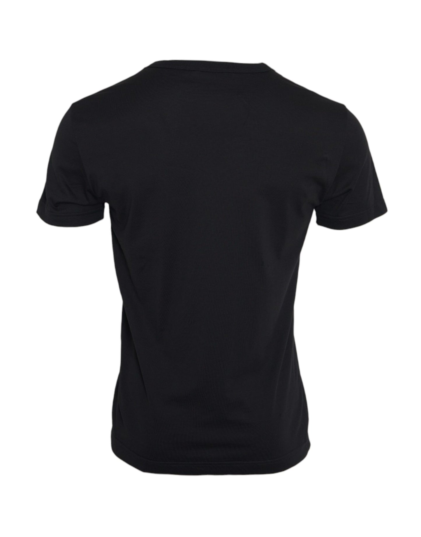 Dolce & Gabbana – Schwarzes, kurzärmliges T-Shirt aus Baumwolle mit silberner Kette