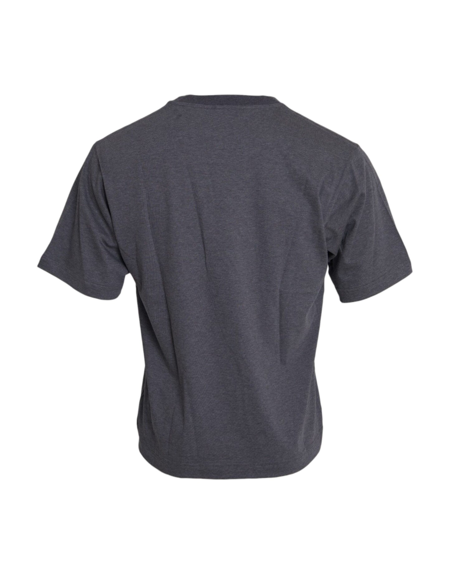 Dolce & Gabbana Graues Kurzarm-T-Shirt aus Baumwolle mit Rundhalsausschnitt