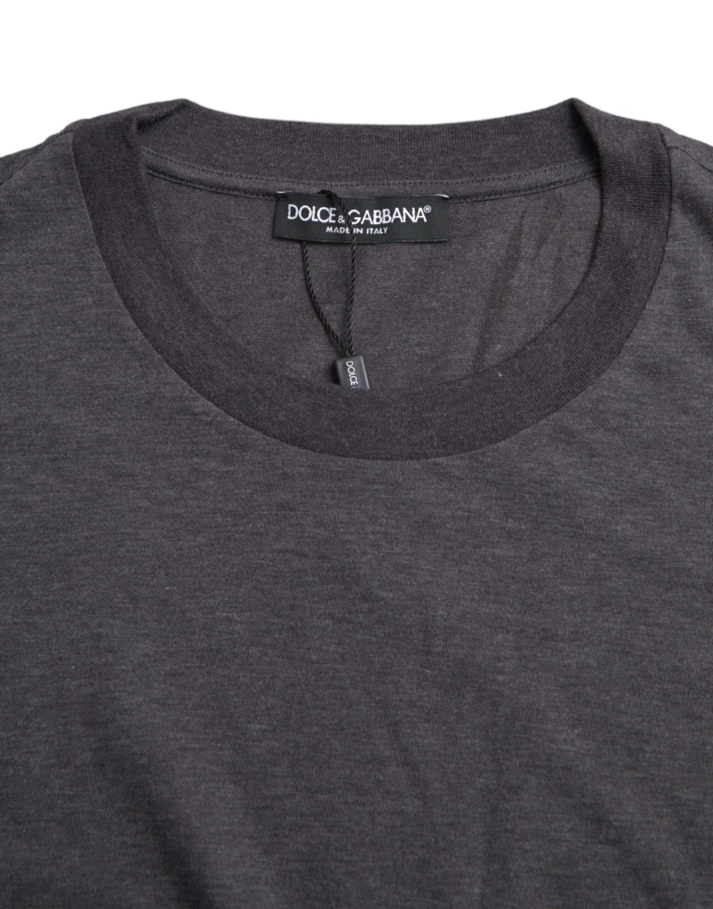 Dolce & Gabbana Graues Kurzarm-T-Shirt aus Baumwolle mit Rundhalsausschnitt