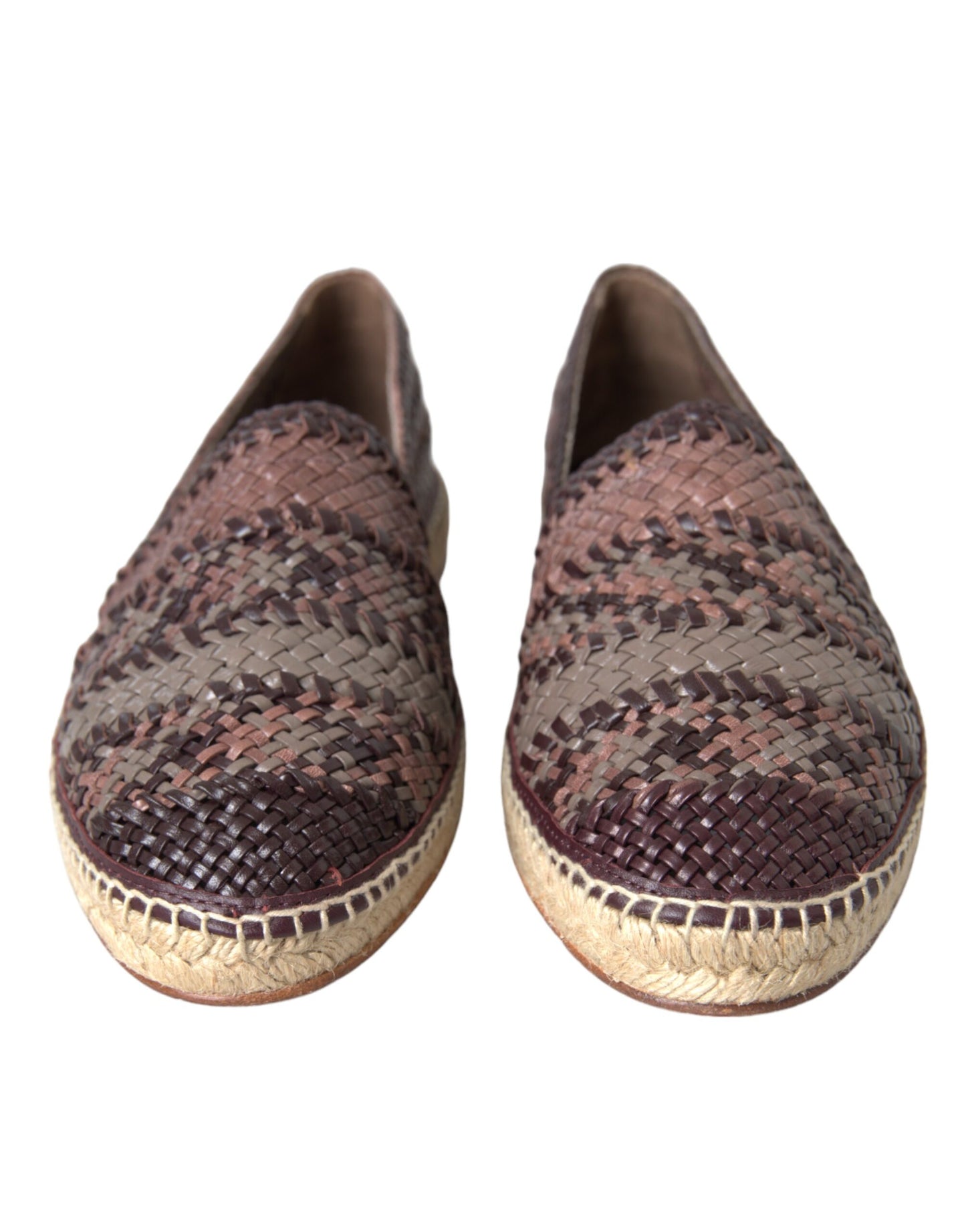 Dolce & Gabbana – Flache Espadrilles aus Büffelleder in Braun