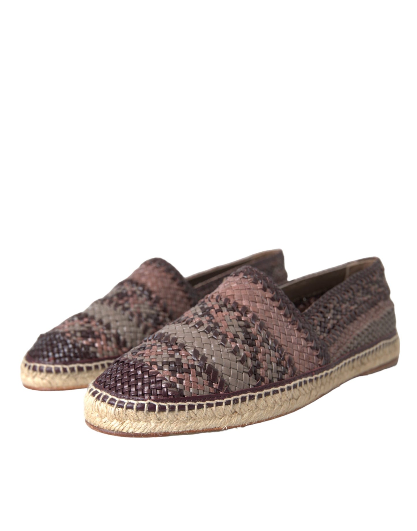 Dolce & Gabbana – Flache Espadrilles aus Büffelleder in Braun