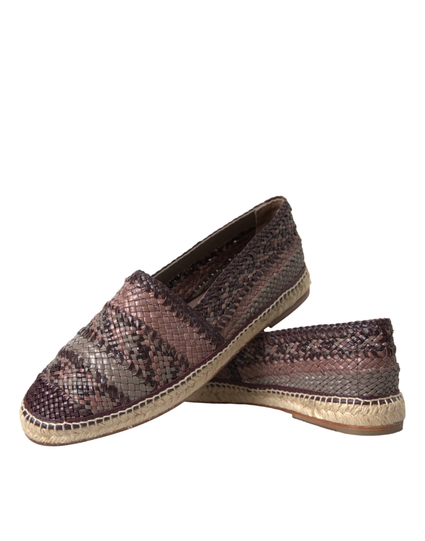 Dolce & Gabbana – Flache Espadrilles aus Büffelleder in Braun