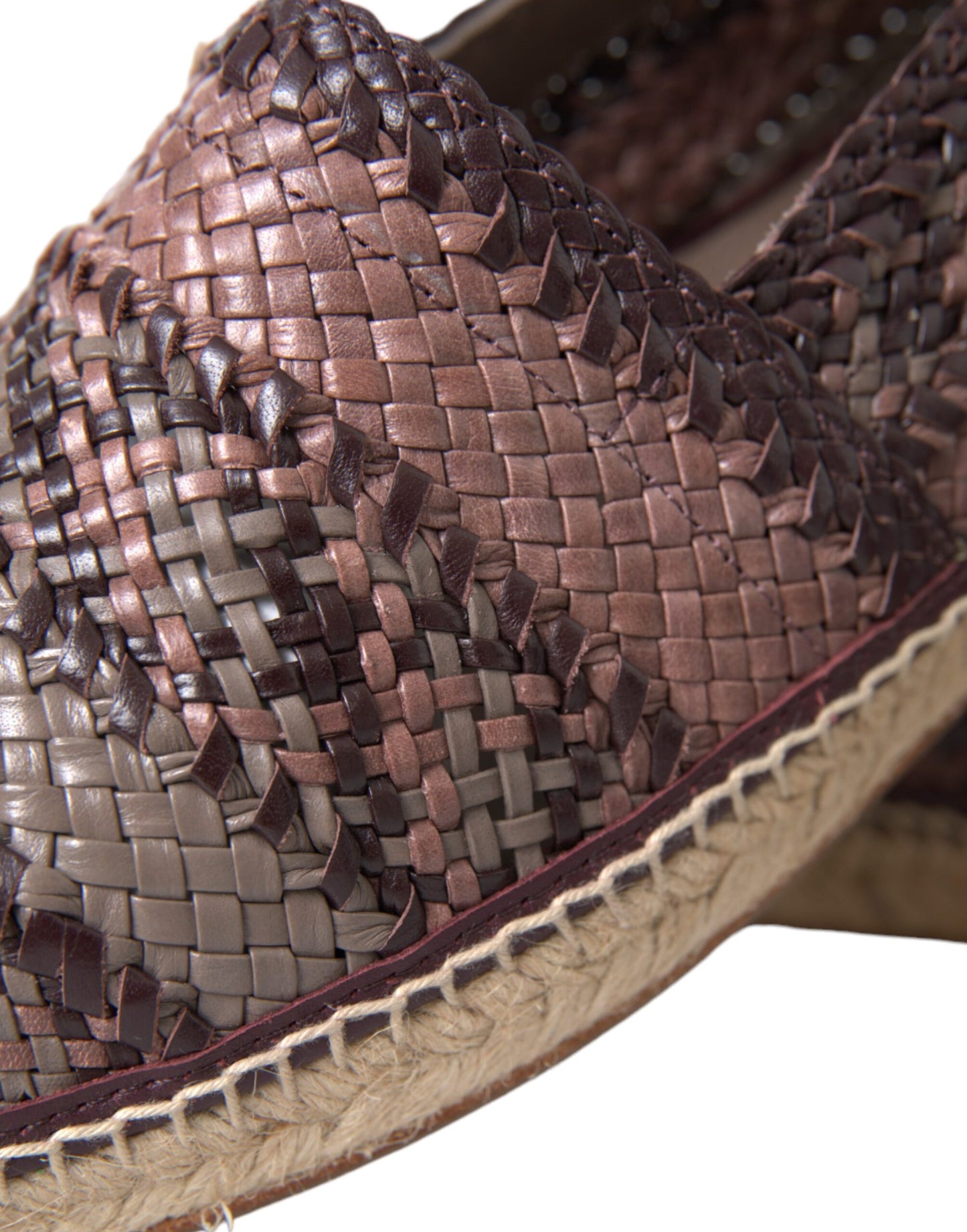 Dolce & Gabbana – Flache Espadrilles aus Büffelleder in Braun