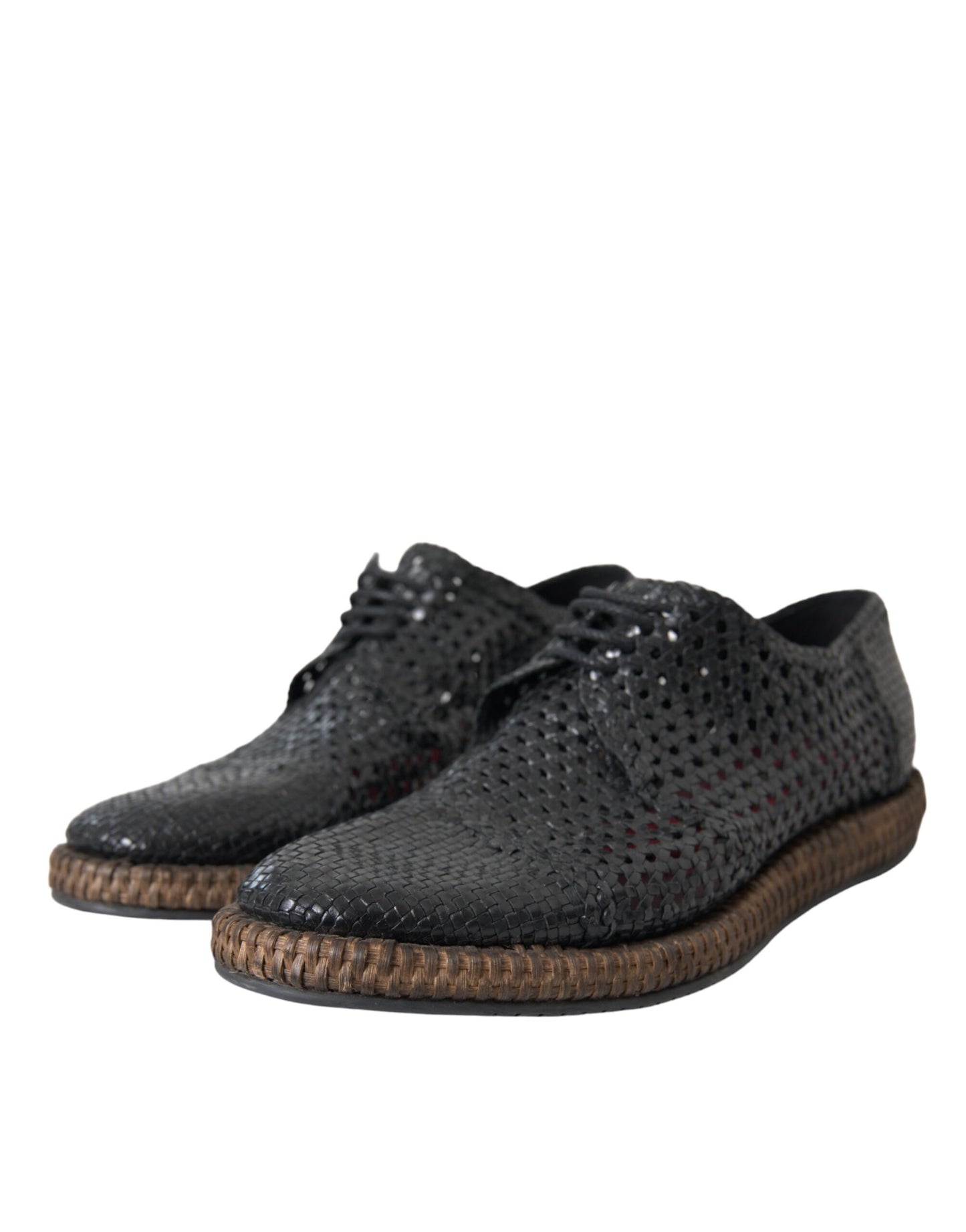 Dolce & Gabbana – Derby-Schnürschuhe aus gewebtem Ziegenleder in Schwarz