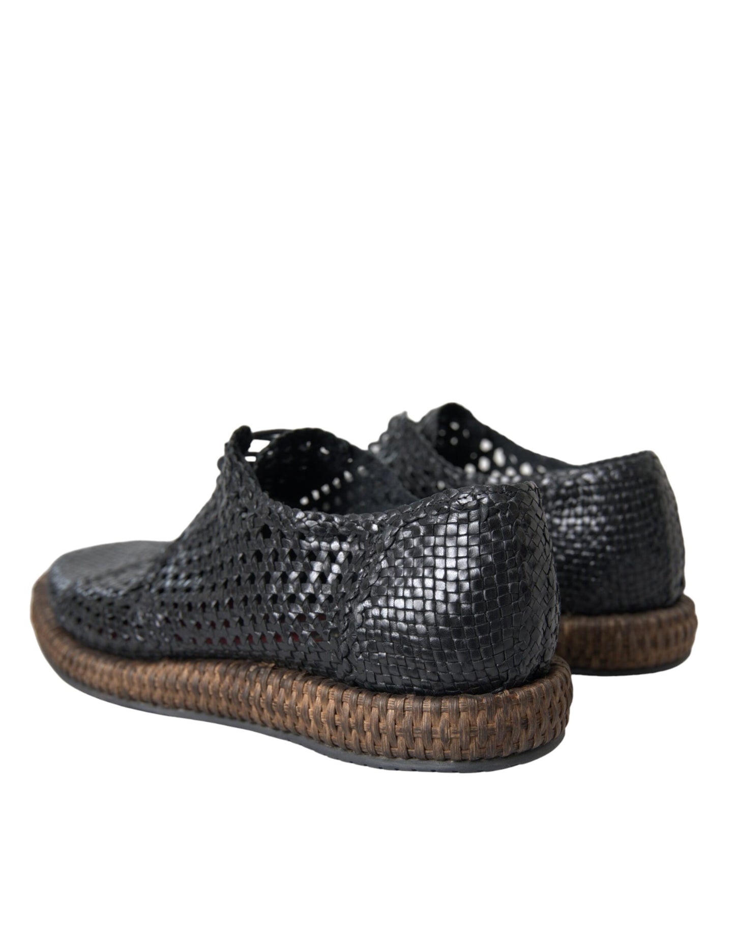 Dolce & Gabbana – Derby-Schnürschuhe aus gewebtem Ziegenleder in Schwarz