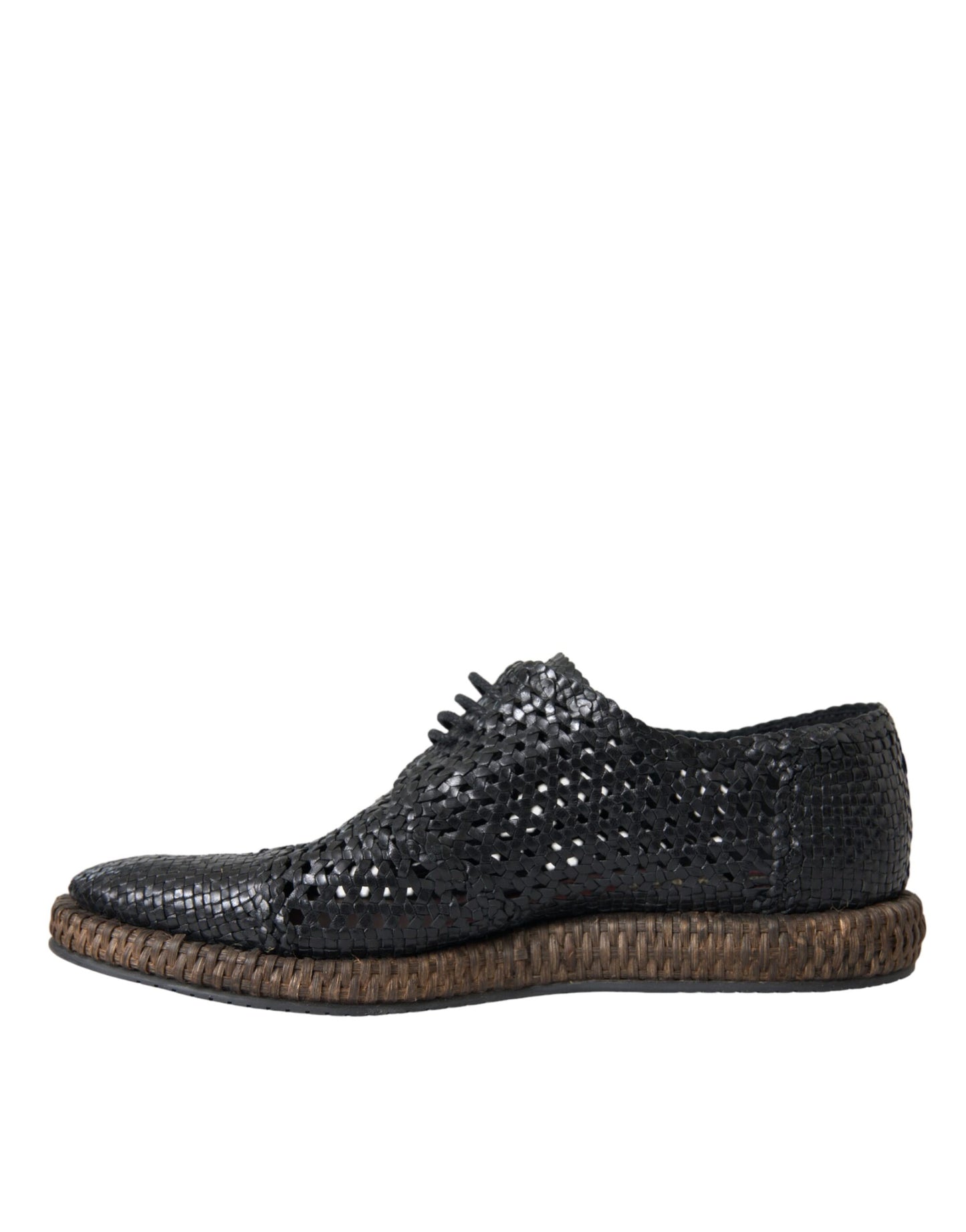 Dolce & Gabbana – Derby-Schnürschuhe aus gewebtem Ziegenleder in Schwarz