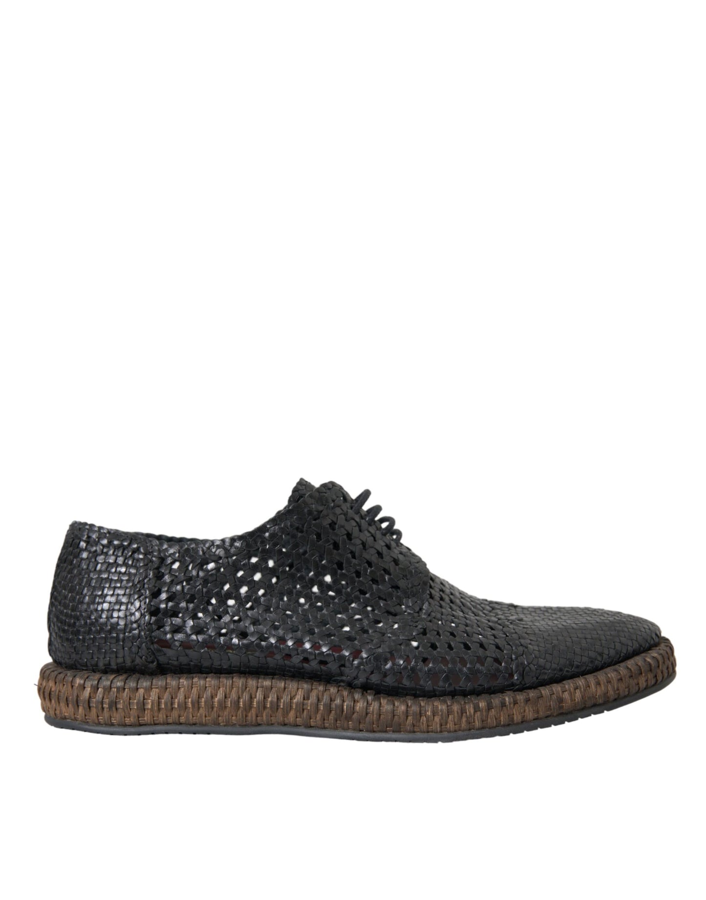 Dolce & Gabbana – Derby-Schnürschuhe aus gewebtem Ziegenleder in Schwarz