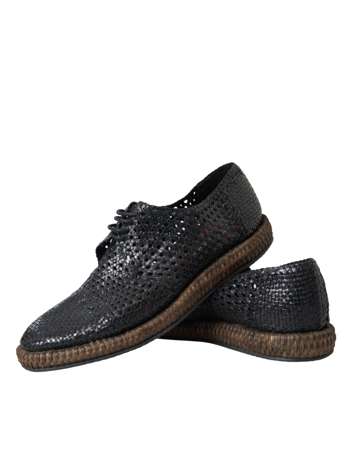 Dolce & Gabbana – Derby-Schnürschuhe aus gewebtem Ziegenleder in Schwarz