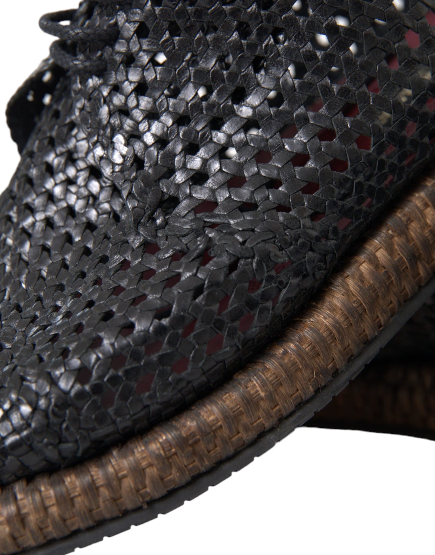Dolce & Gabbana – Derby-Schnürschuhe aus gewebtem Ziegenleder in Schwarz