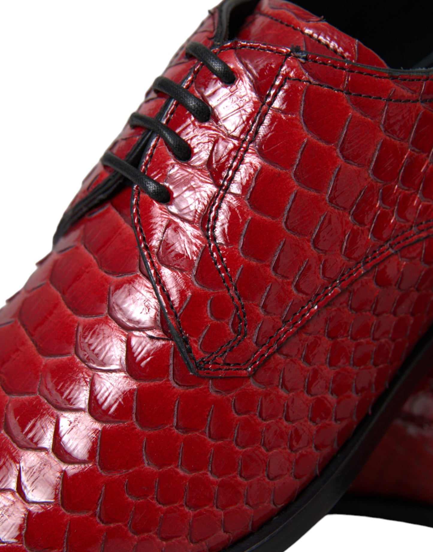 Dolce & Gabbana Rot strukturiert lackierte Derby Herren Formelle Schuhe