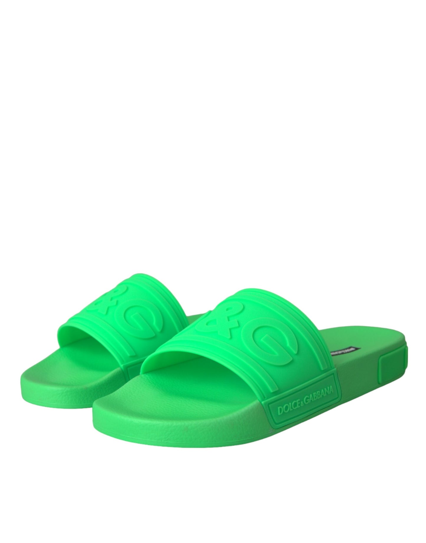 Dolce & Gabbana Grüne Leder-Sandalen, Strandschuhe