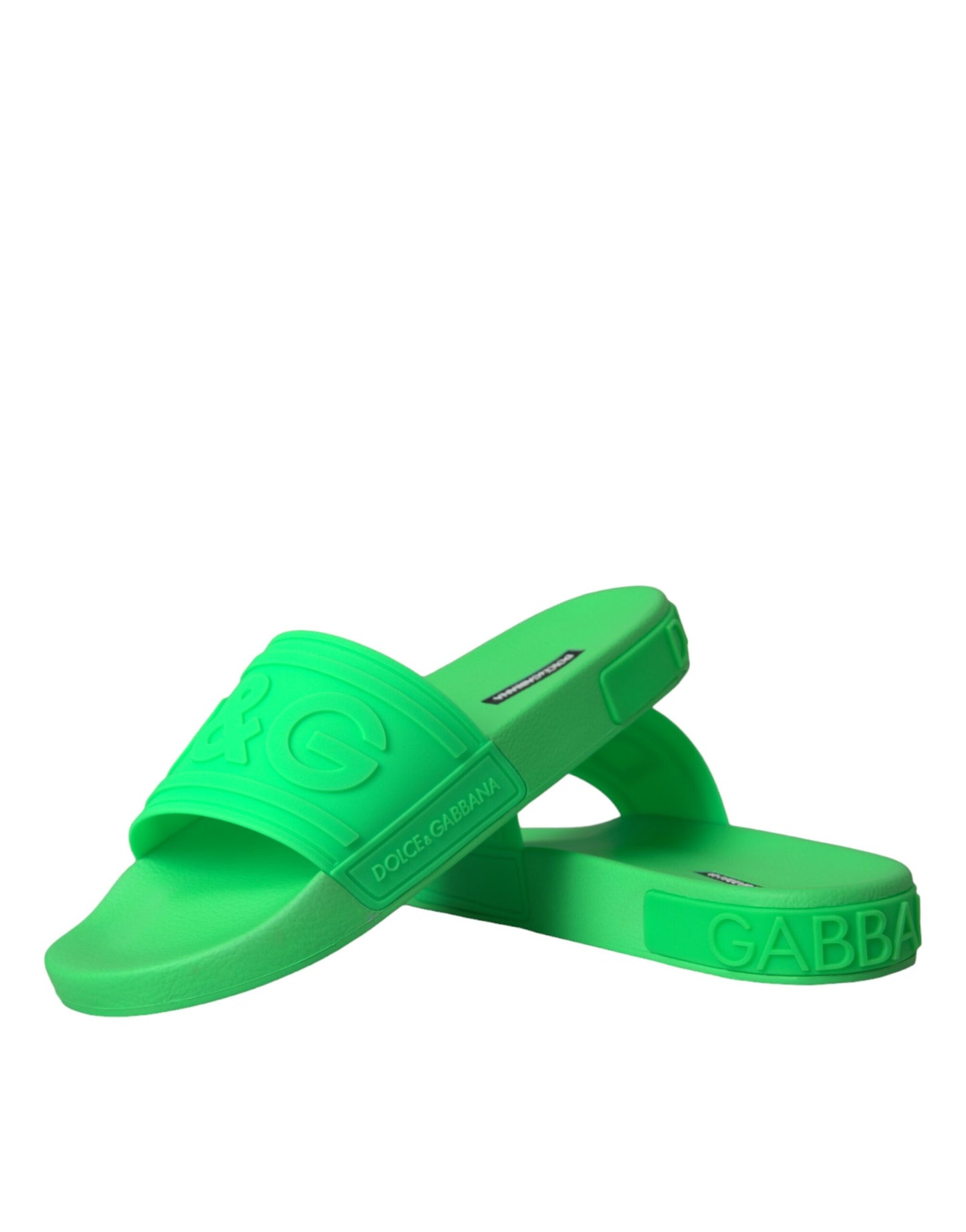 Dolce & Gabbana Grüne Leder-Sandalen, Strandschuhe