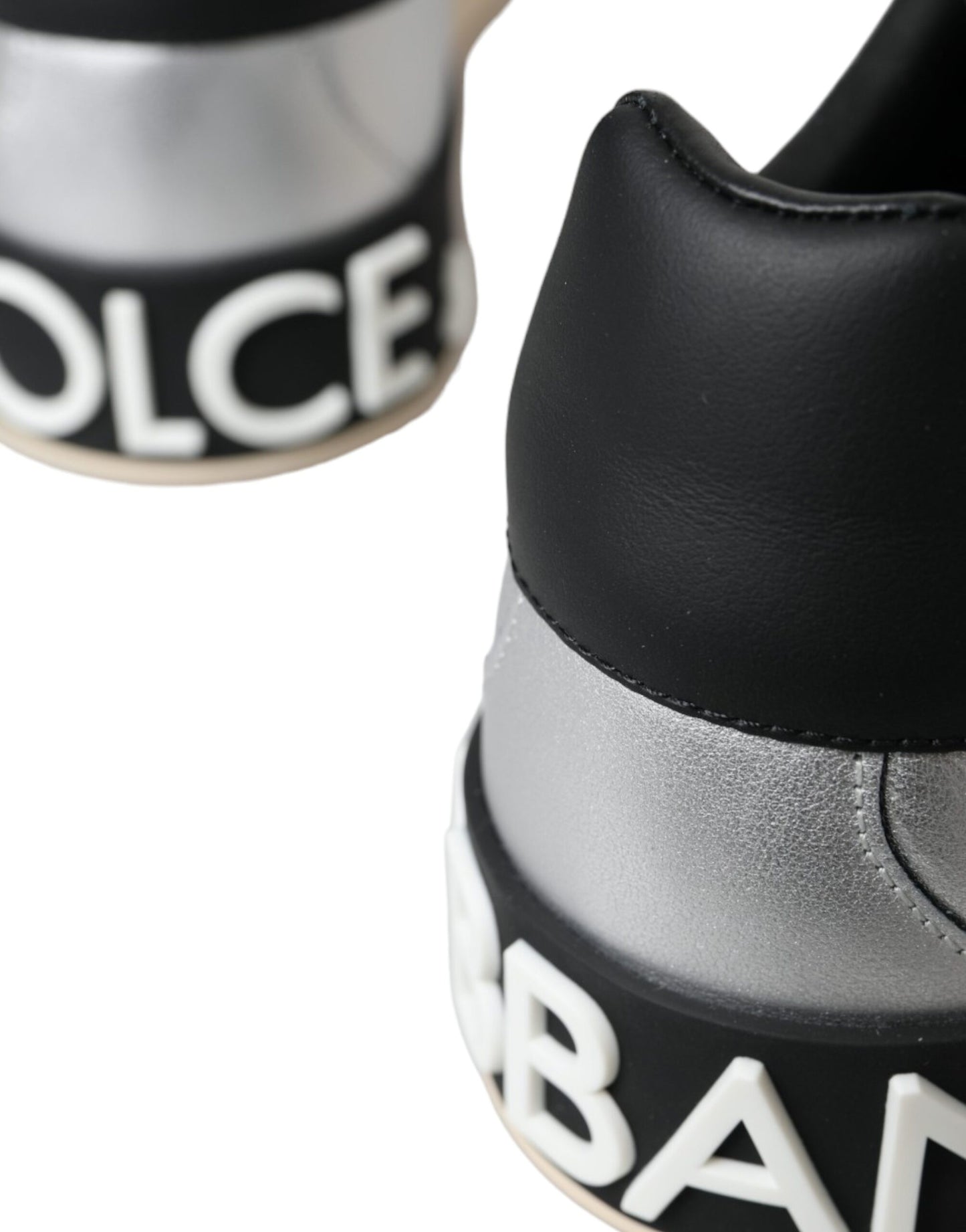 Dolce & Gabbana Silberne Portofino-Sneakers aus Kalbsleder Herren Schuhe