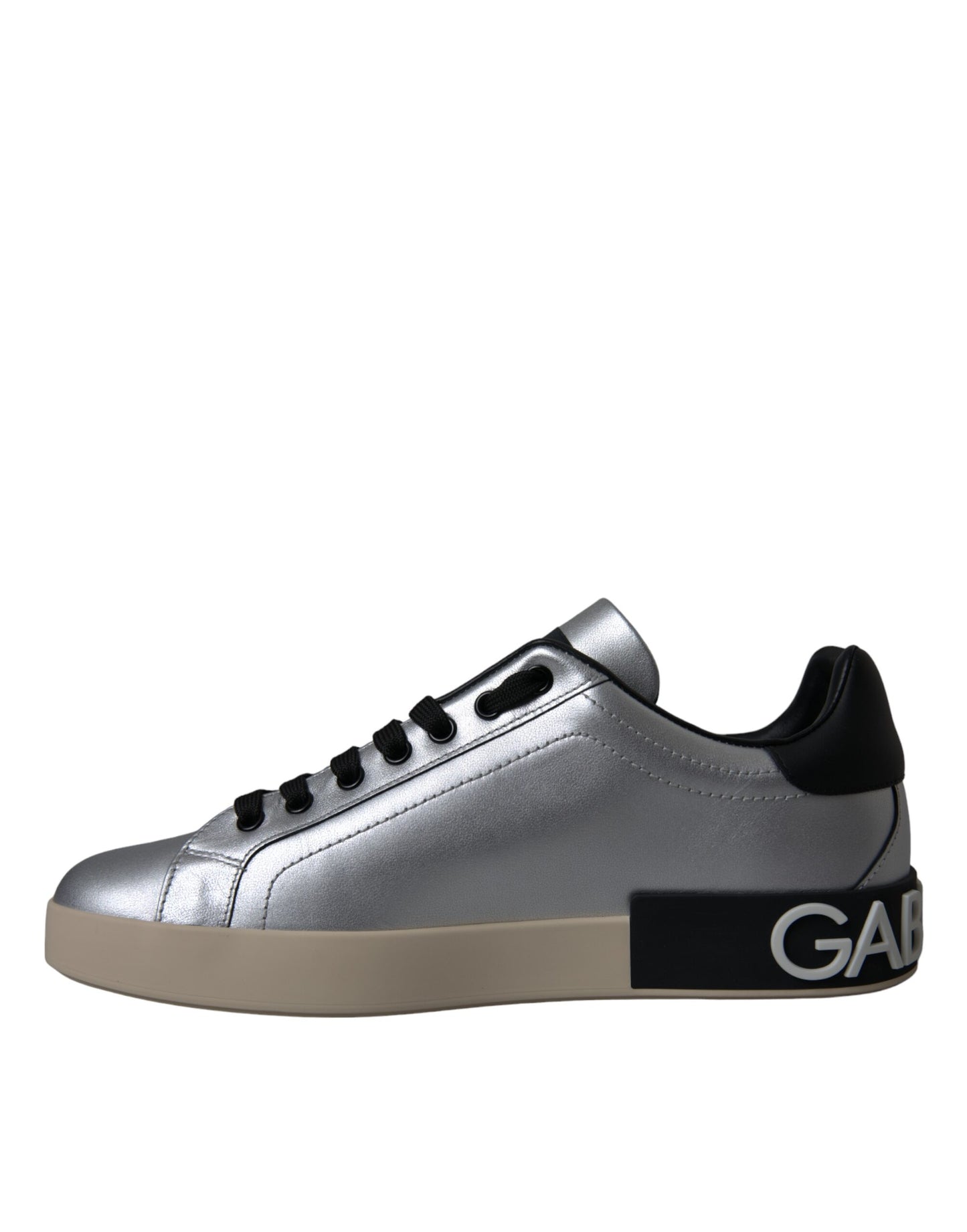 Dolce & Gabbana Silberne Portofino-Sneakers aus Kalbsleder Herren Schuhe