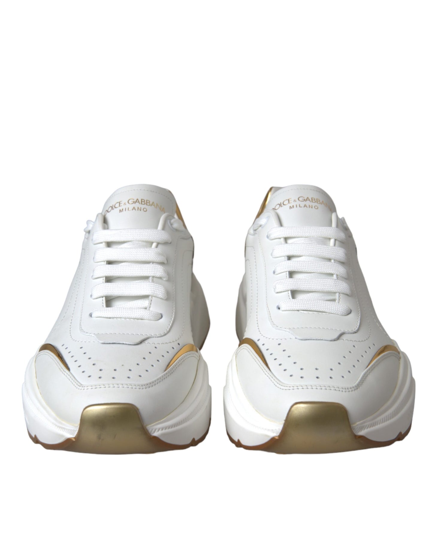 Dolce & Gabbana – Daymaster – Sneaker aus Leder in Weißgold