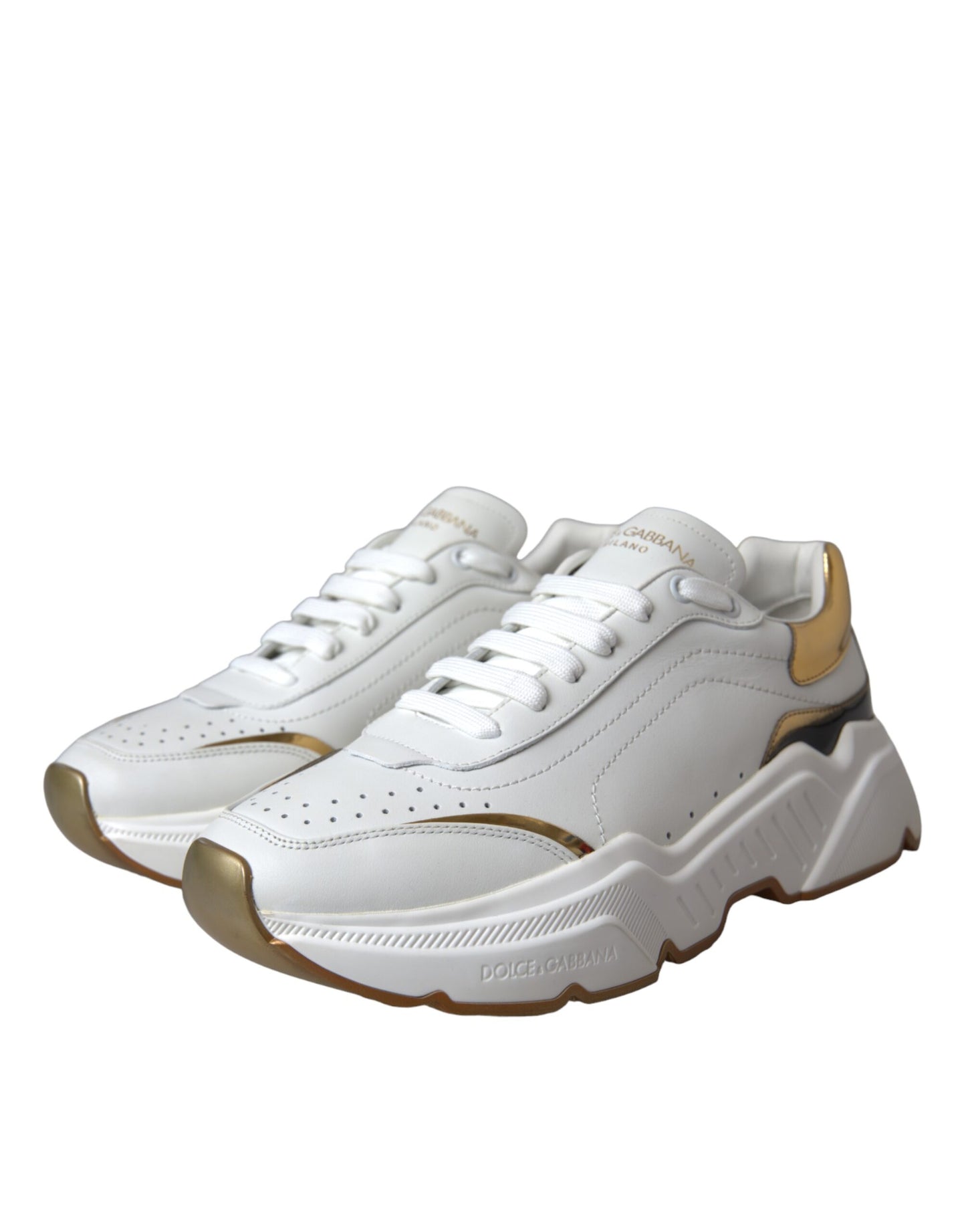 Dolce & Gabbana – Daymaster – Sneaker aus Leder in Weißgold