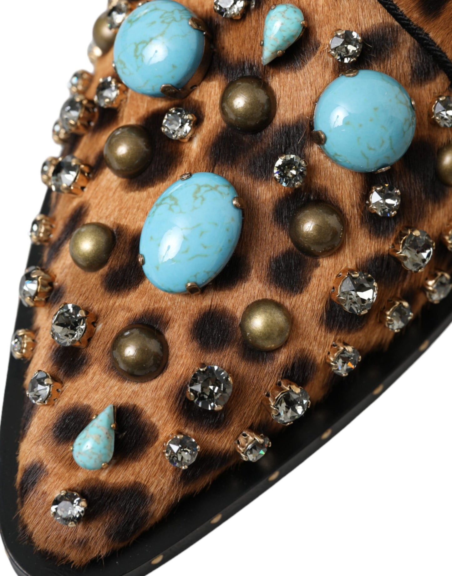 Dolce & Gabbana Braunes Leopardenhaar Kristallkleid Broque Schuhe