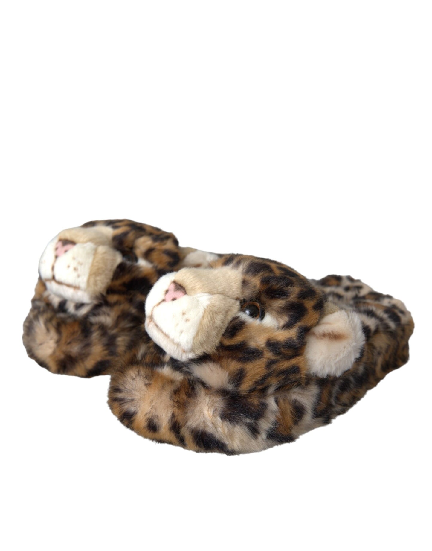Dolce & Gabbana Braune Tiger-Hausschuhe, flache Sandalen, Schuhe