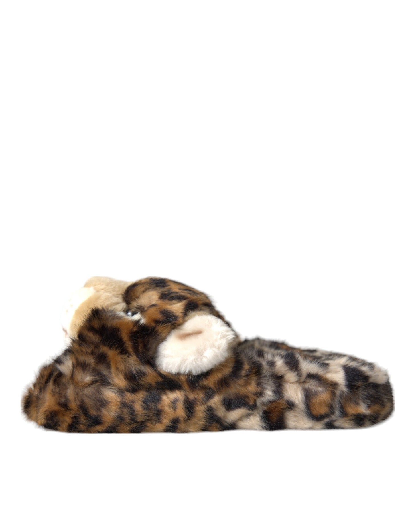 Dolce & Gabbana Braune Tiger-Hausschuhe, flache Sandalen, Schuhe