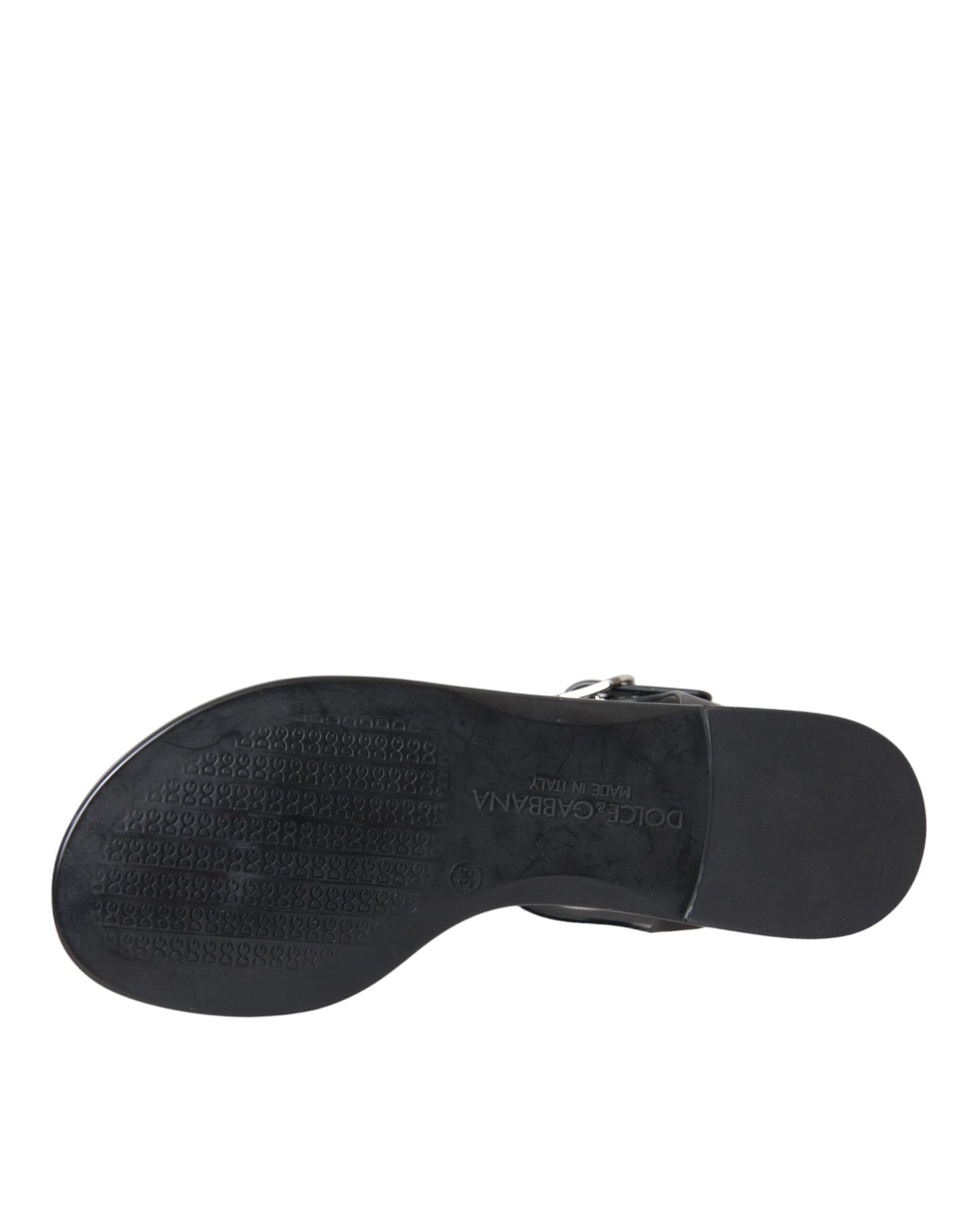 Dolce & Gabbana Schwarze Kristall-Flats-Sandalen-Flip-Flops-Schuhe