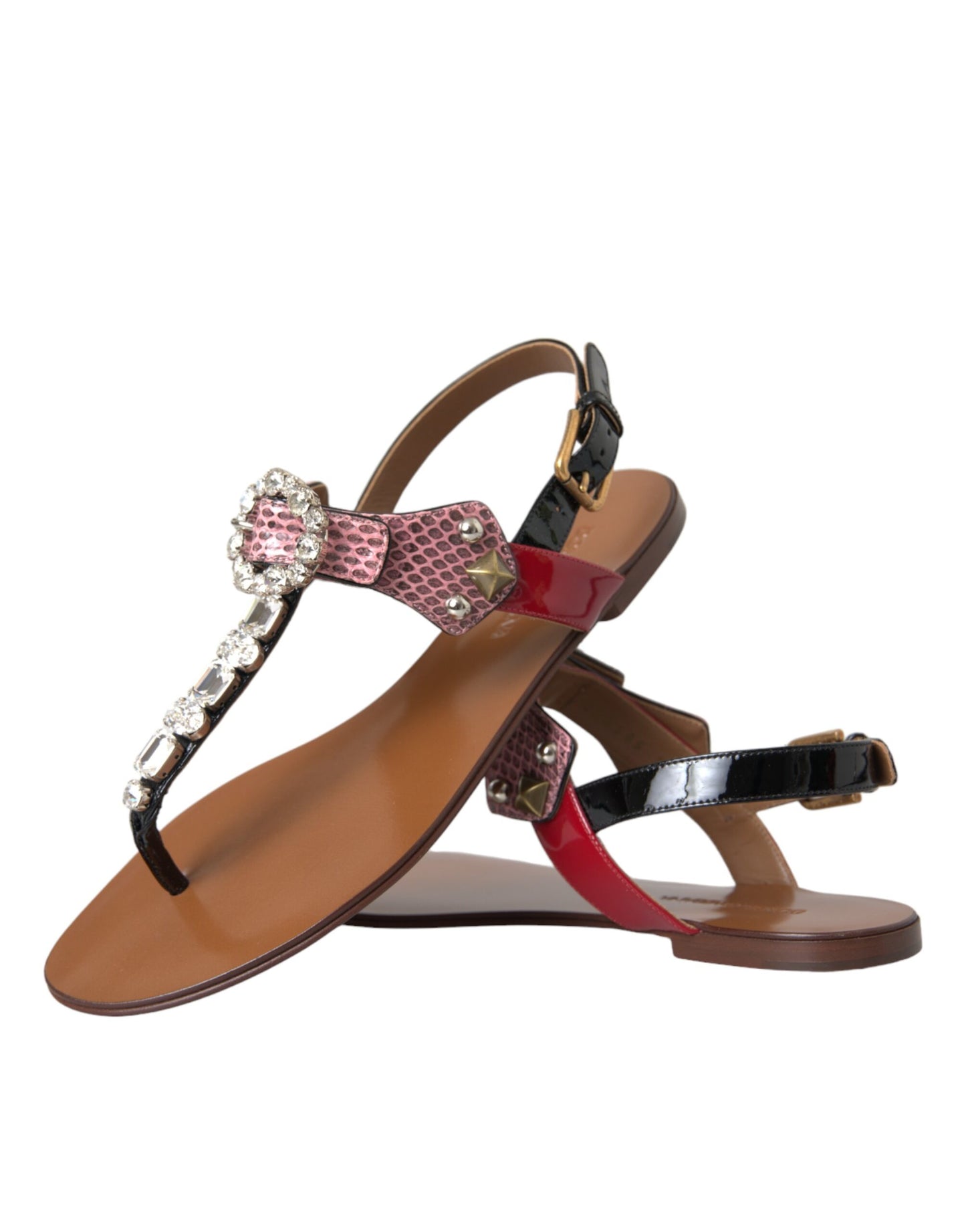 Dolce & Gabbana Multicolor Crystal Sandalen Flip Flops Schuhe