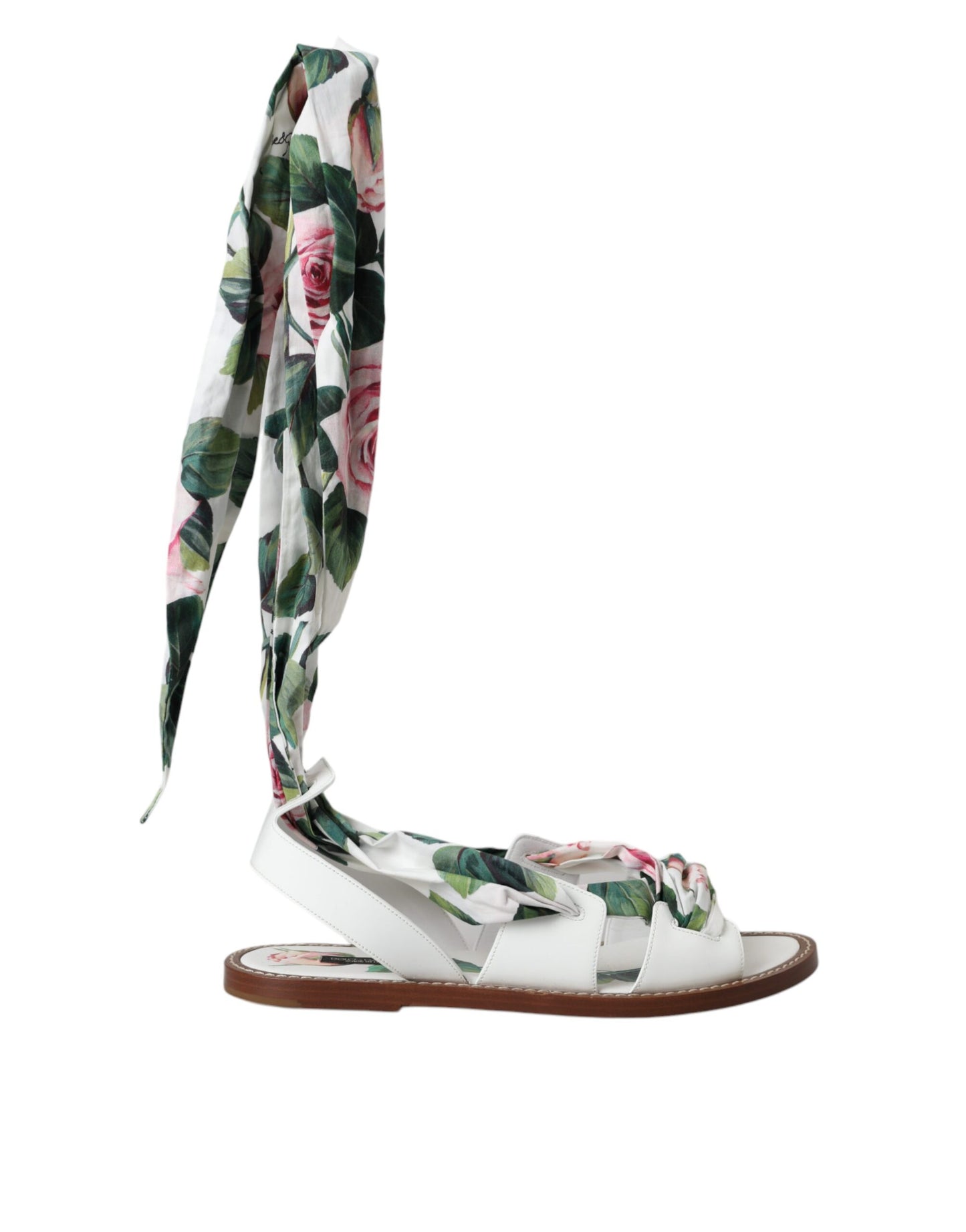 Dolce & Gabbana Sandalen mit mehrfarbigem Blumendruck und Knöchelriemen