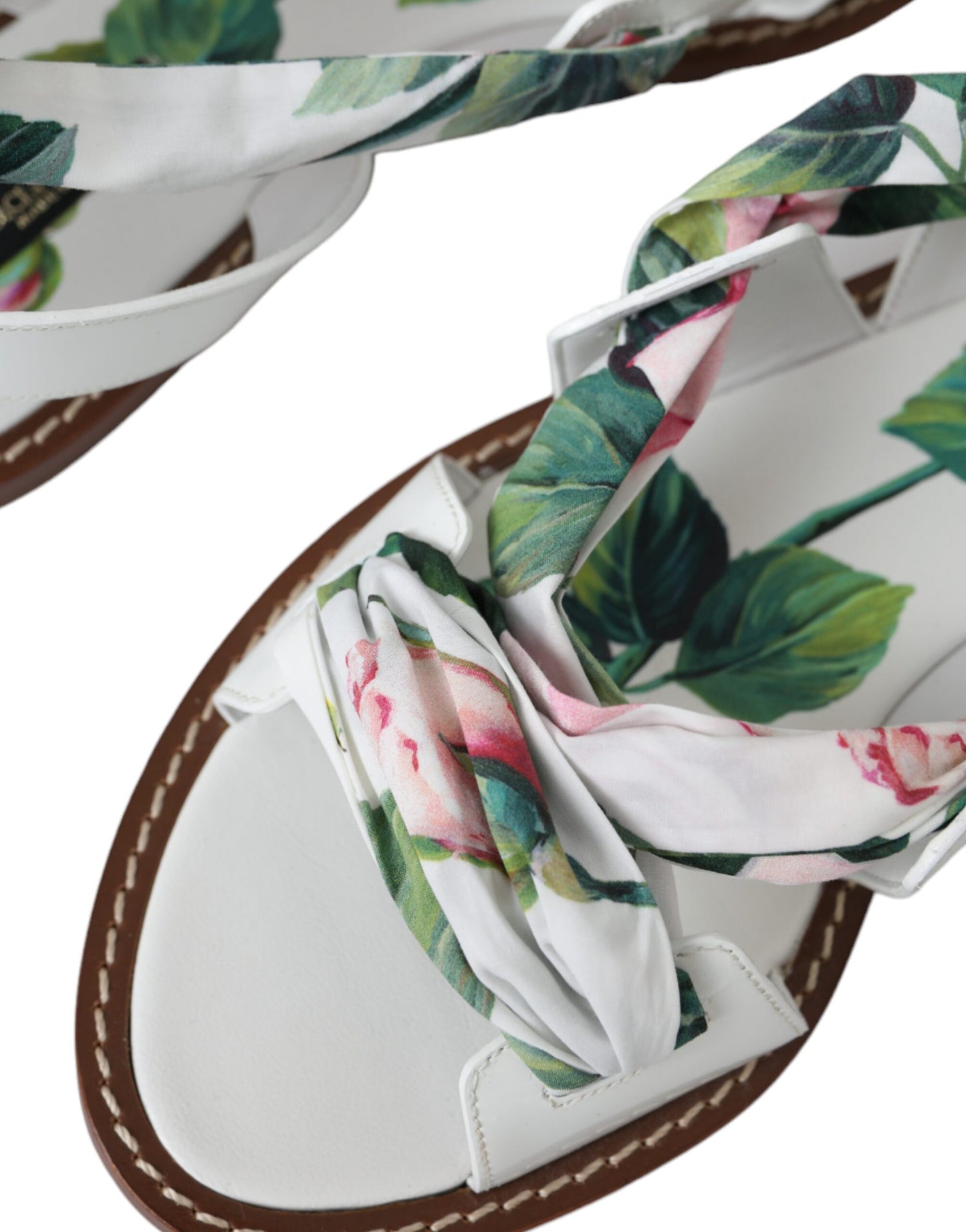 Dolce & Gabbana Sandalen mit mehrfarbigem Blumendruck und Knöchelriemen