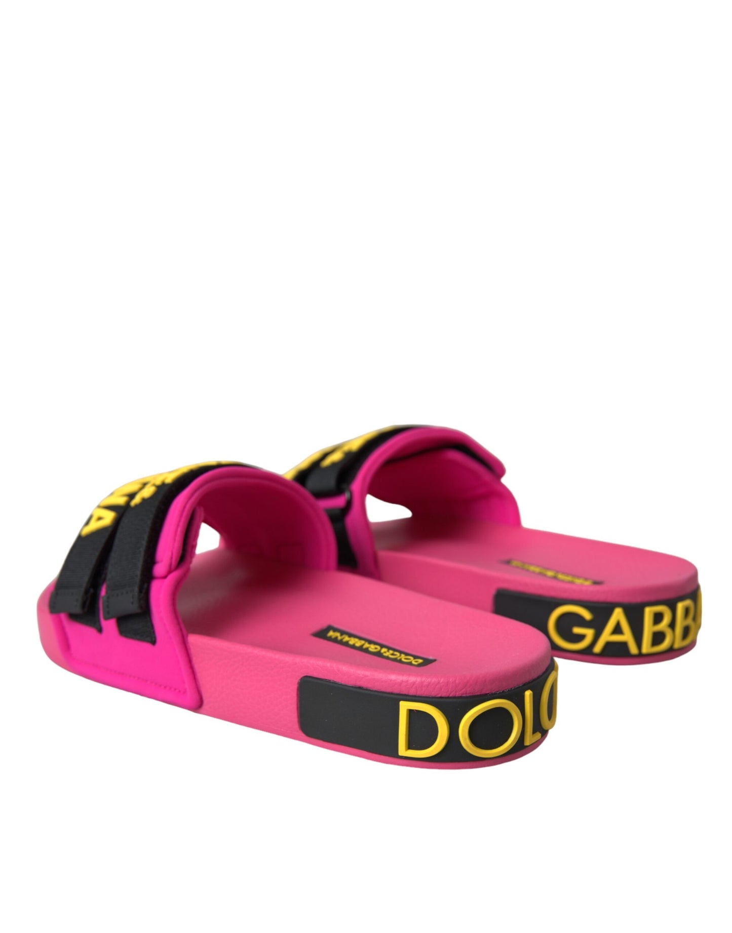 Dolce & Gabbana Pink Schwarz Logo Beachwear Flats Sandalen Schuhe