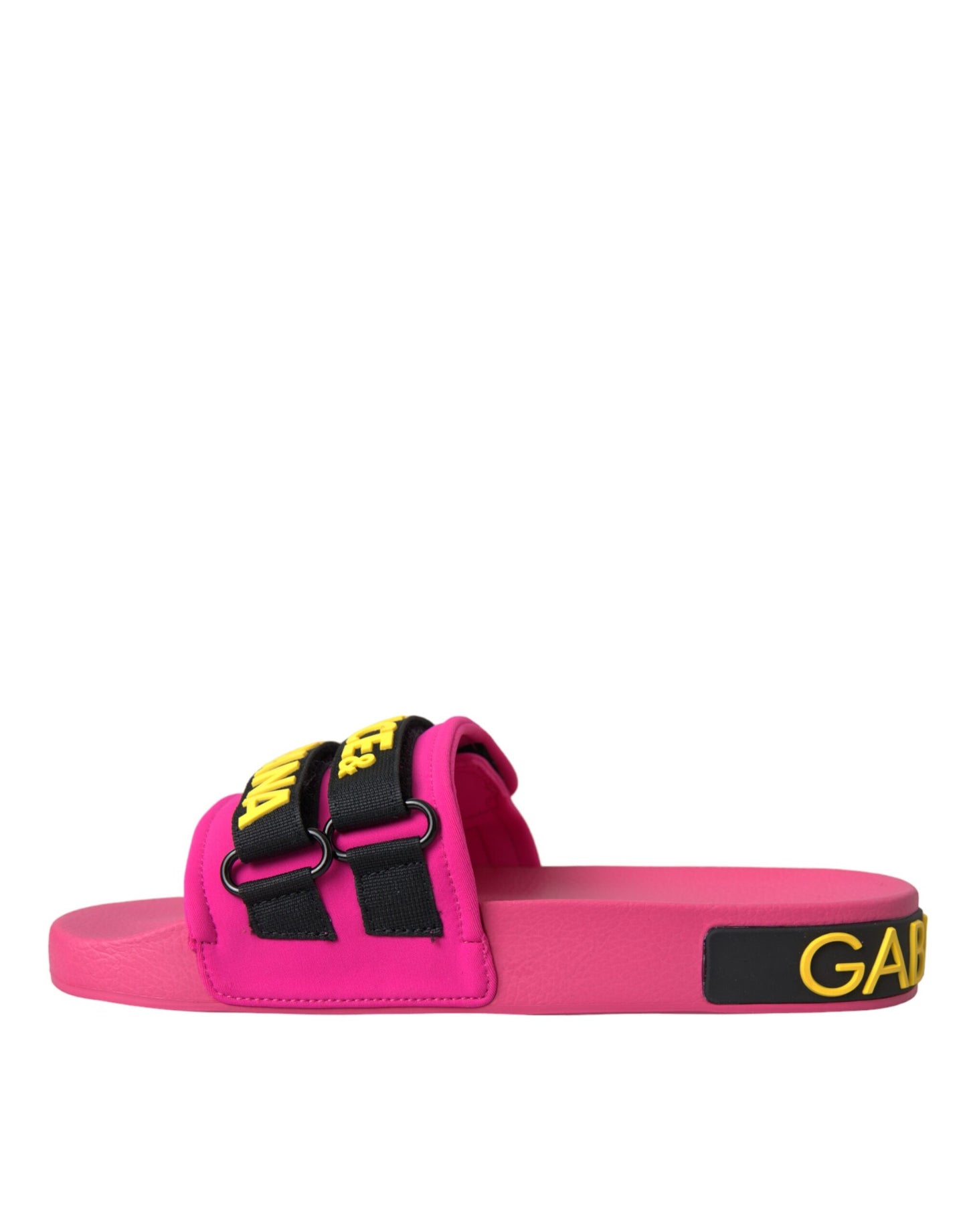 Dolce & Gabbana Pink Schwarz Logo Beachwear Flats Sandalen Schuhe