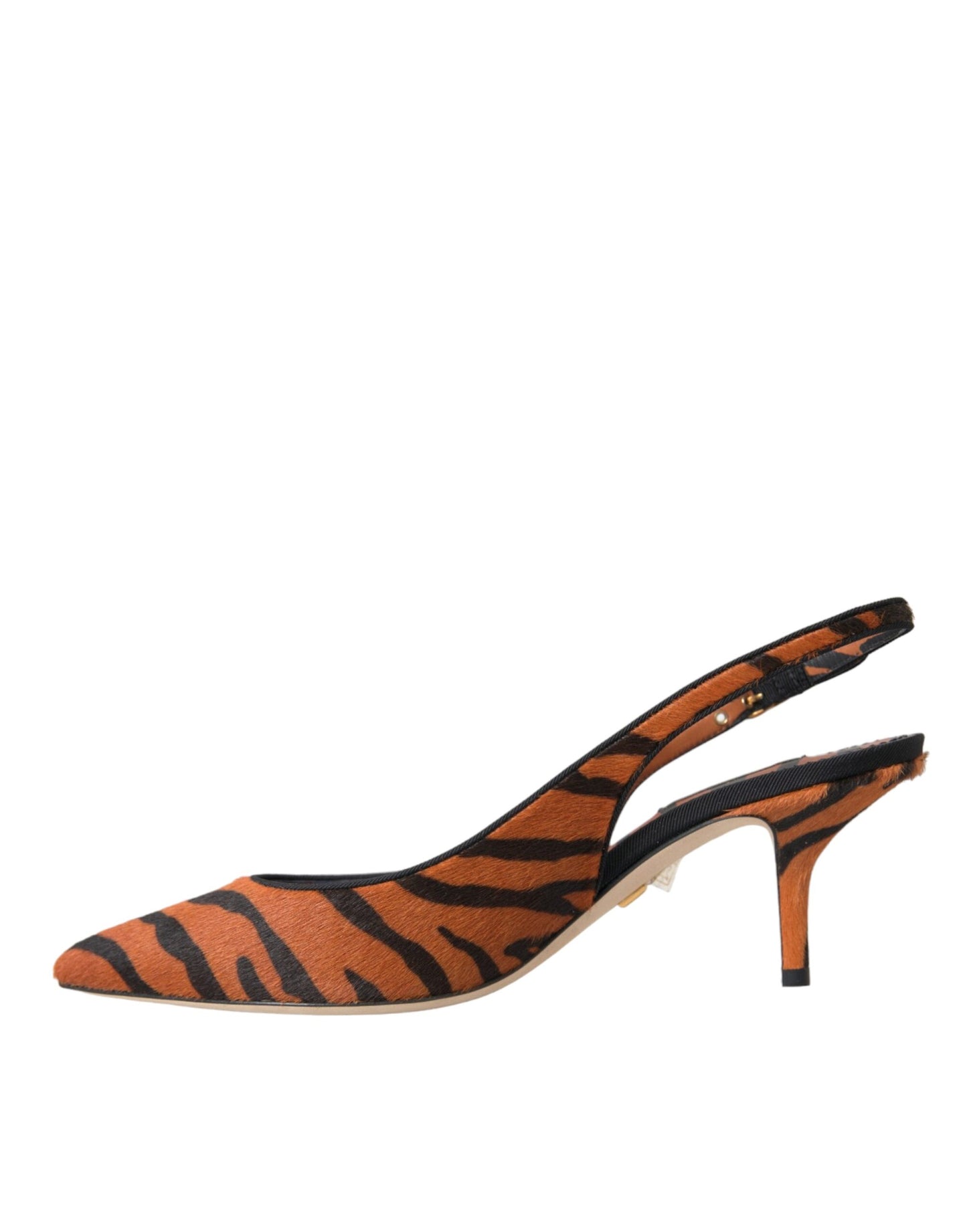 Dolce & Gabbana – Slingback-Schuhe aus Leder mit Zebramuster in Schwarz und Orange