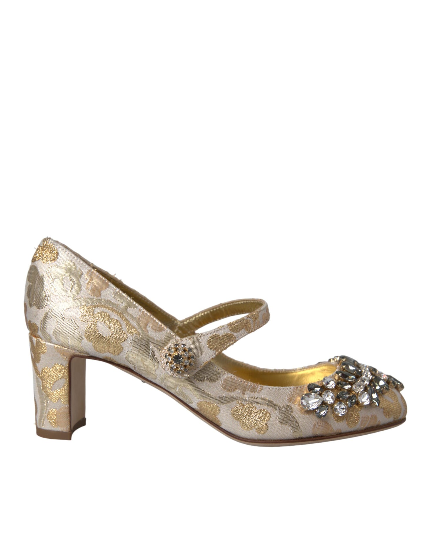 Dolce & Gabbana – Mary Janes-Pumps mit goldenem Jacquard-Kristall