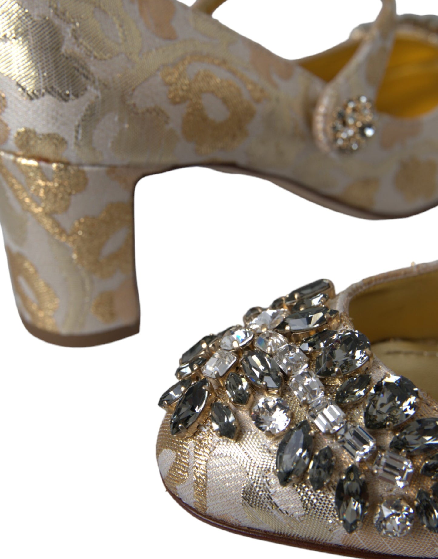 Dolce & Gabbana – Mary Janes-Pumps mit goldenem Jacquard-Kristall