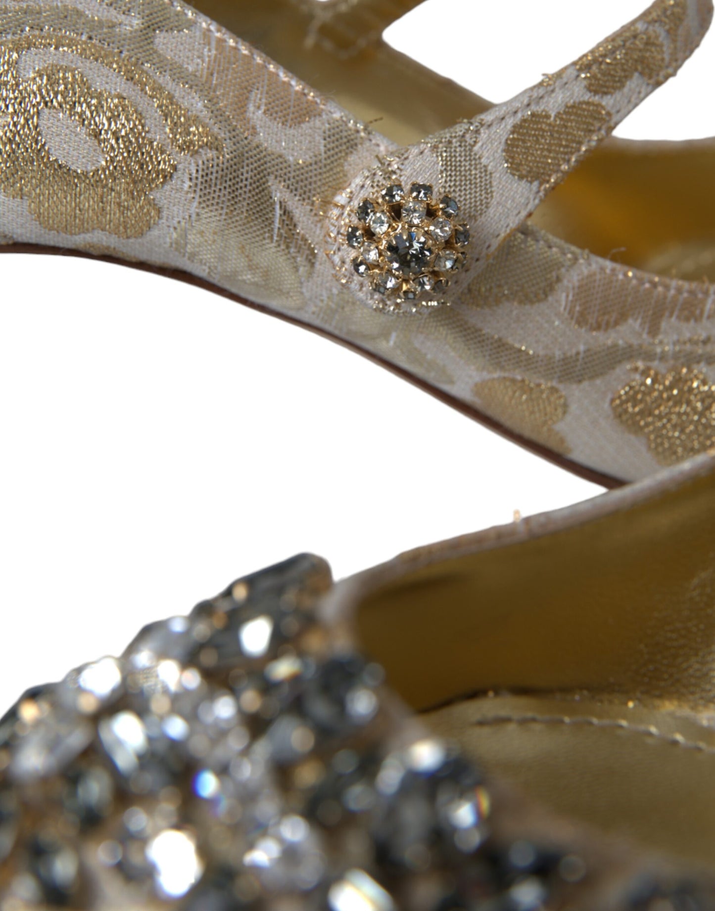 Dolce & Gabbana – Mary Janes-Pumps mit goldenem Jacquard-Kristall