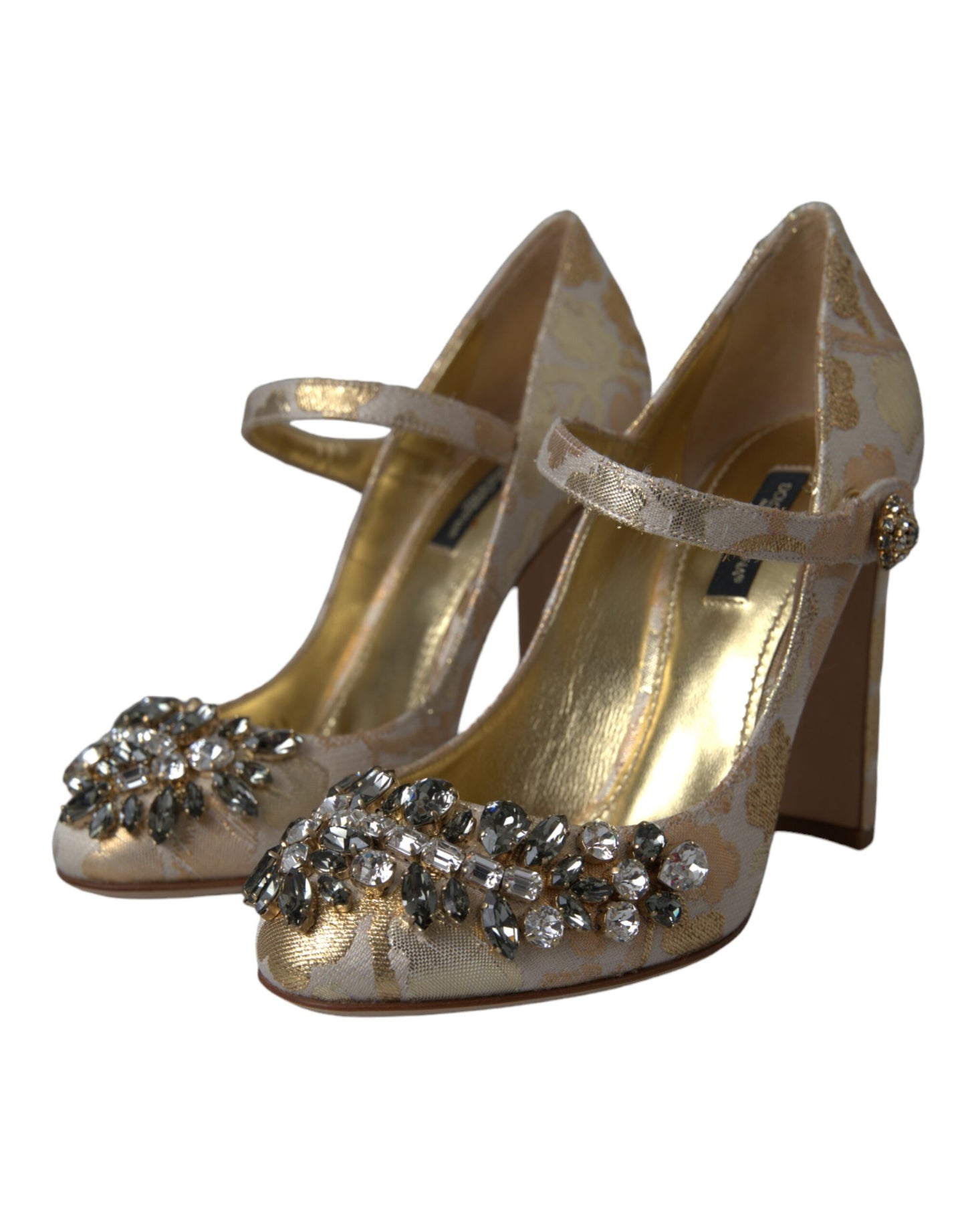 Dolce & Gabbana – Mary Janes-Pumps mit goldenem Jacquard-Kristall