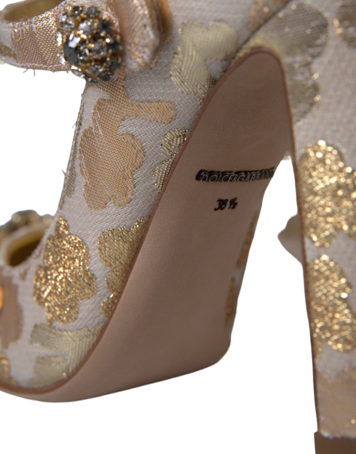 Dolce & Gabbana – Mary Janes-Pumps mit goldenem Jacquard-Kristall