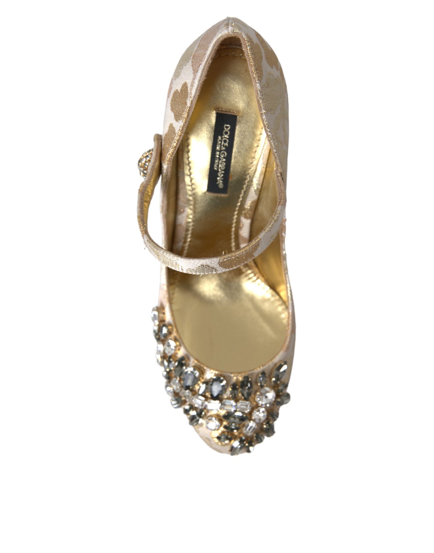 Dolce & Gabbana – Mary Janes-Pumps mit goldenem Jacquard-Kristall