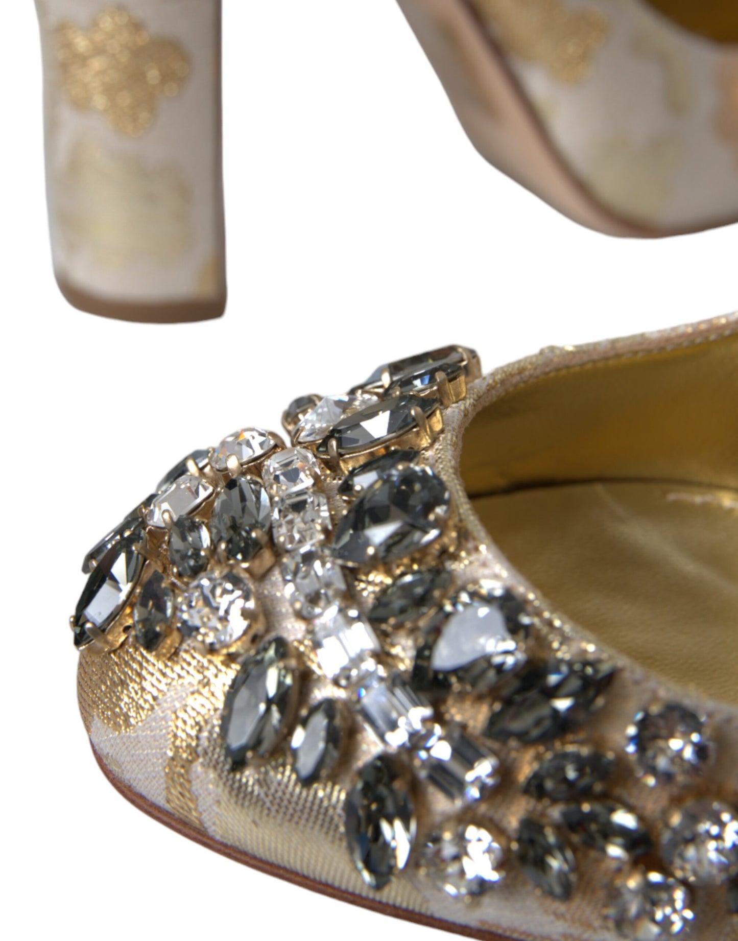 Dolce & Gabbana – Mary Janes-Pumps mit goldenem Jacquard-Kristall