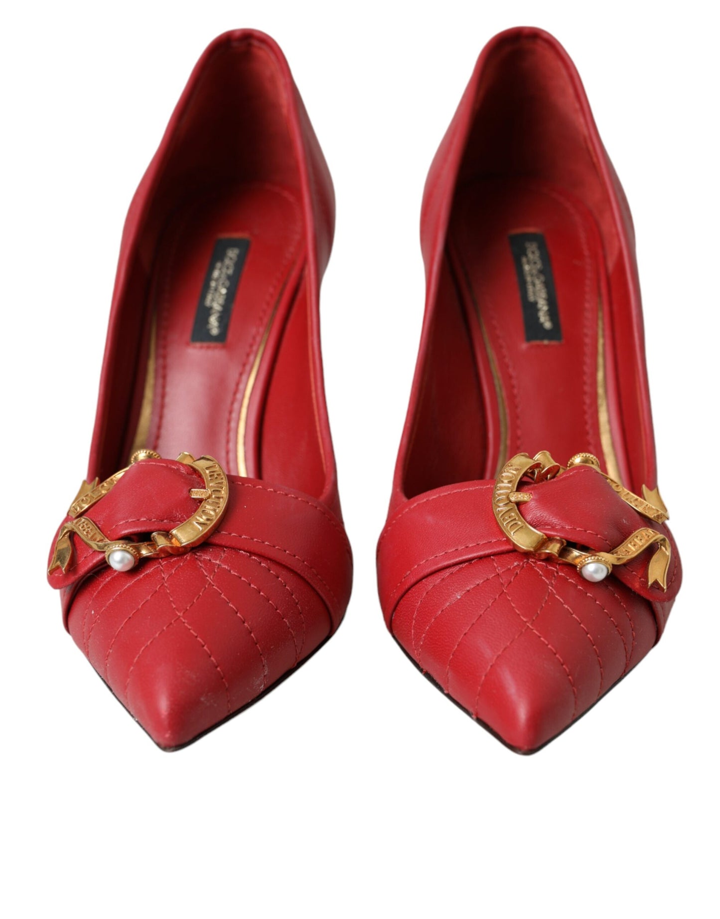 Dolce & Gabbana Rote Devotion Leder Heels Pumps Schuhe