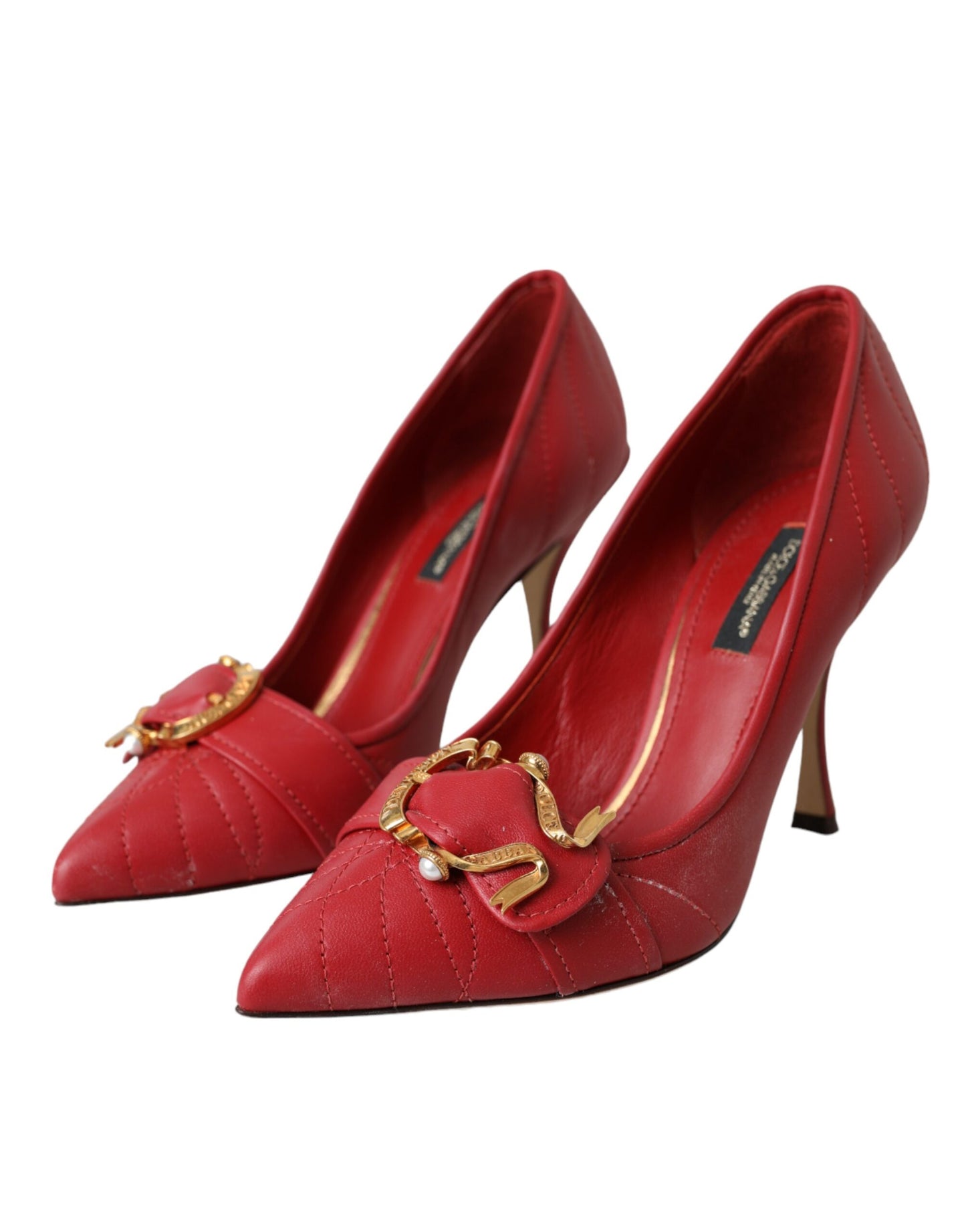 Dolce & Gabbana Rote Devotion Leder Heels Pumps Schuhe