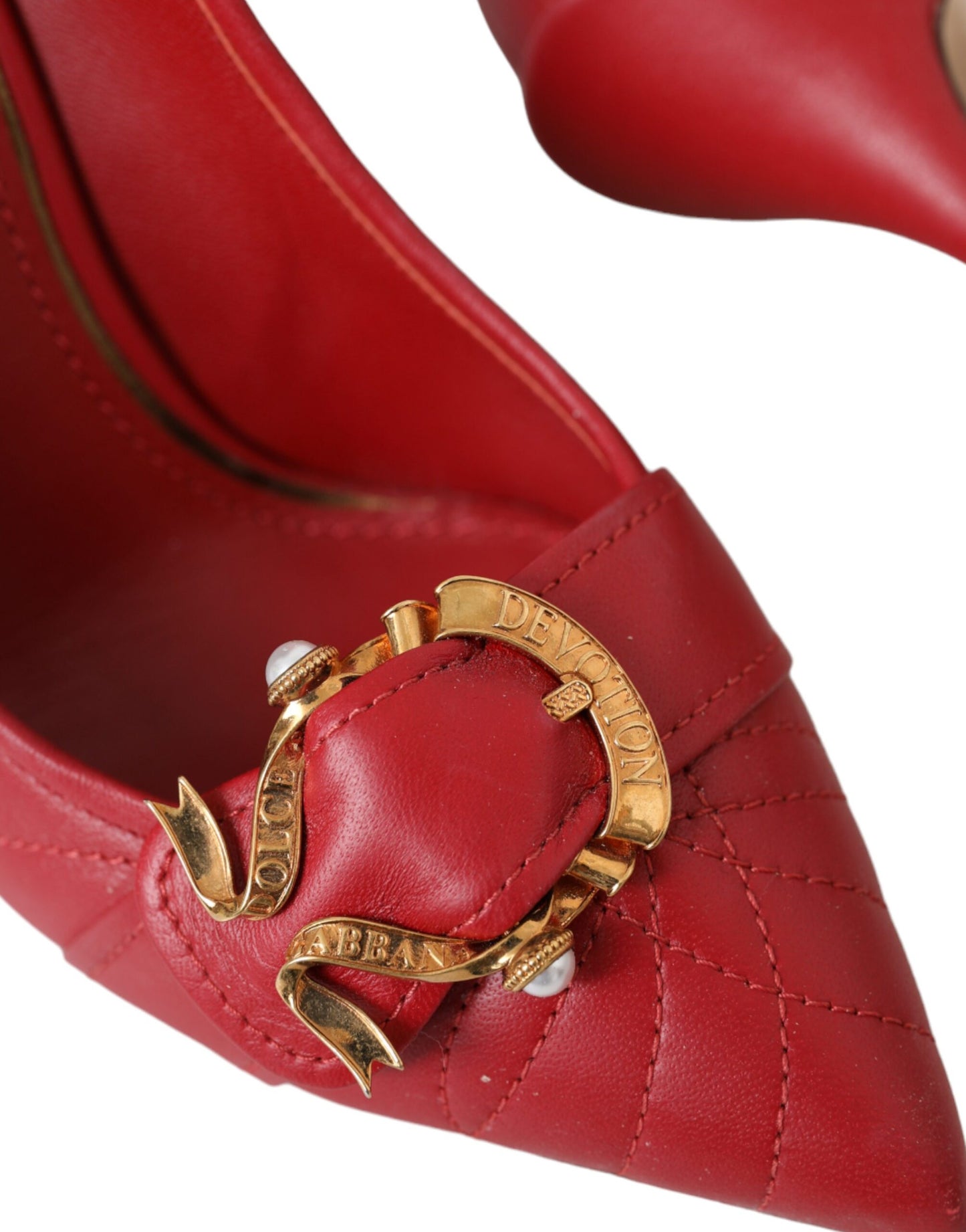 Dolce & Gabbana Rote Devotion Leder Heels Pumps Schuhe