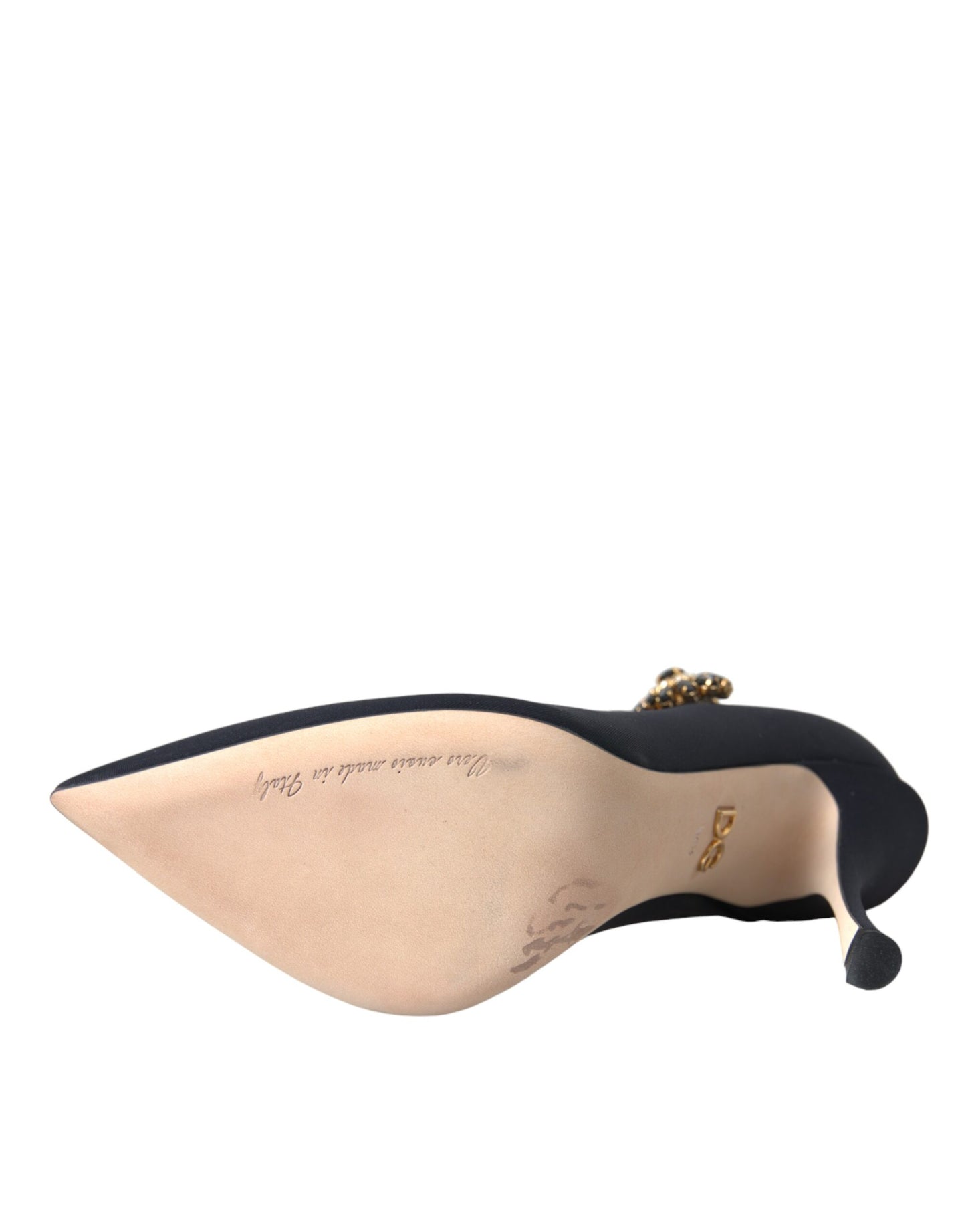 Dolce & Gabbana – Schwarze Mary-Jane-Pumps aus Jersey mit Kristallen