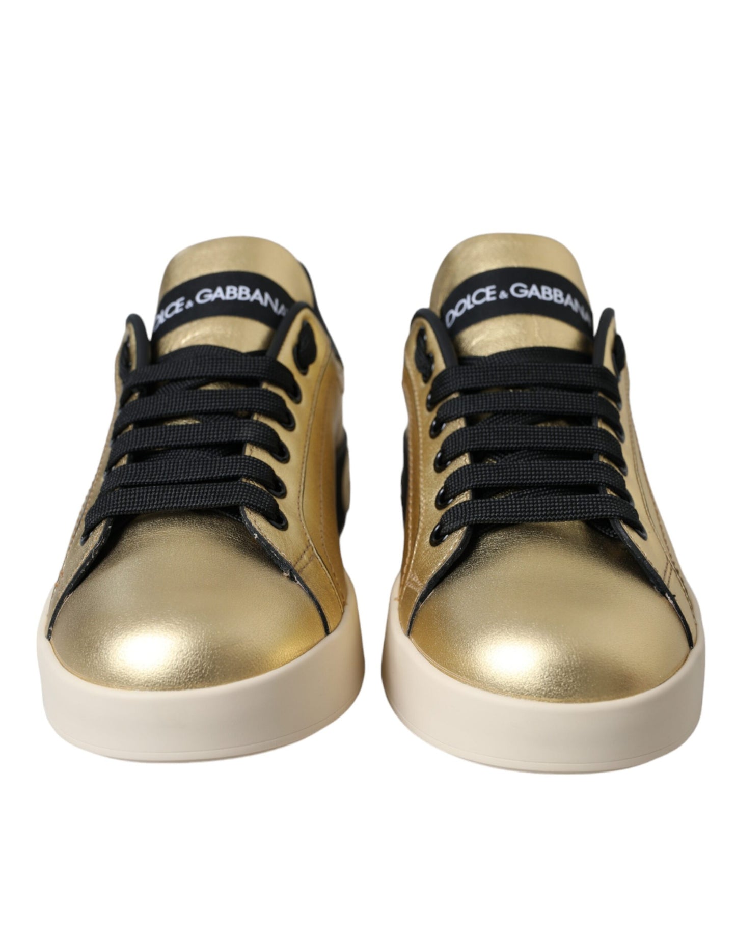 Dolce & Gabbana – Portofino – Sneaker aus goldenem Kalbsleder Damen Schuhe