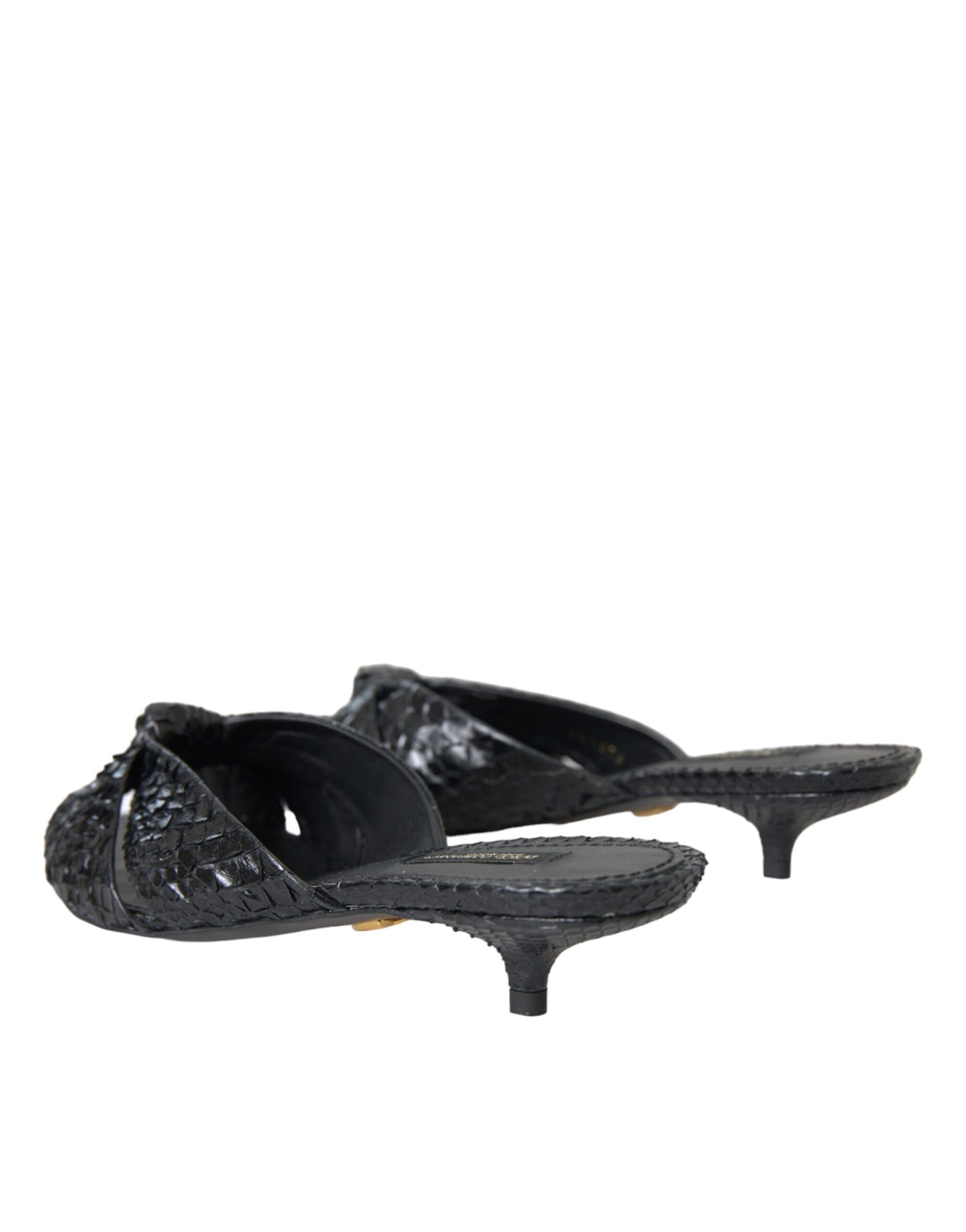Dolce & Gabbana – Schwarze Pantoletten aus exotischem Leder mit Absatz