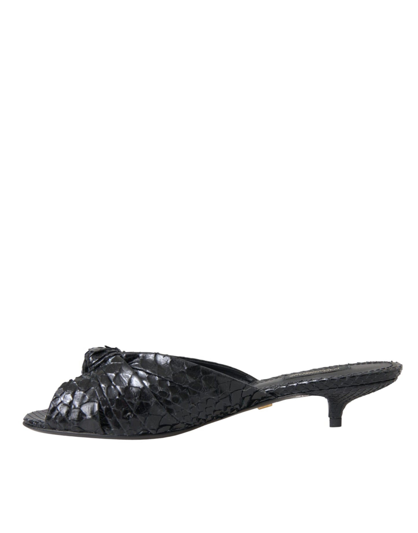 Dolce & Gabbana – Schwarze Pantoletten aus exotischem Leder mit Absatz