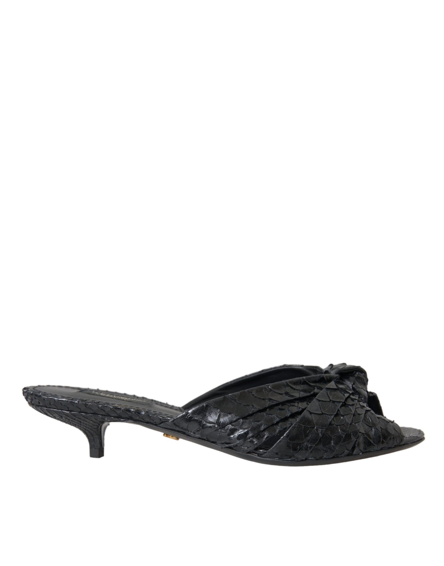 Dolce & Gabbana – Schwarze Pantoletten aus exotischem Leder mit Absatz