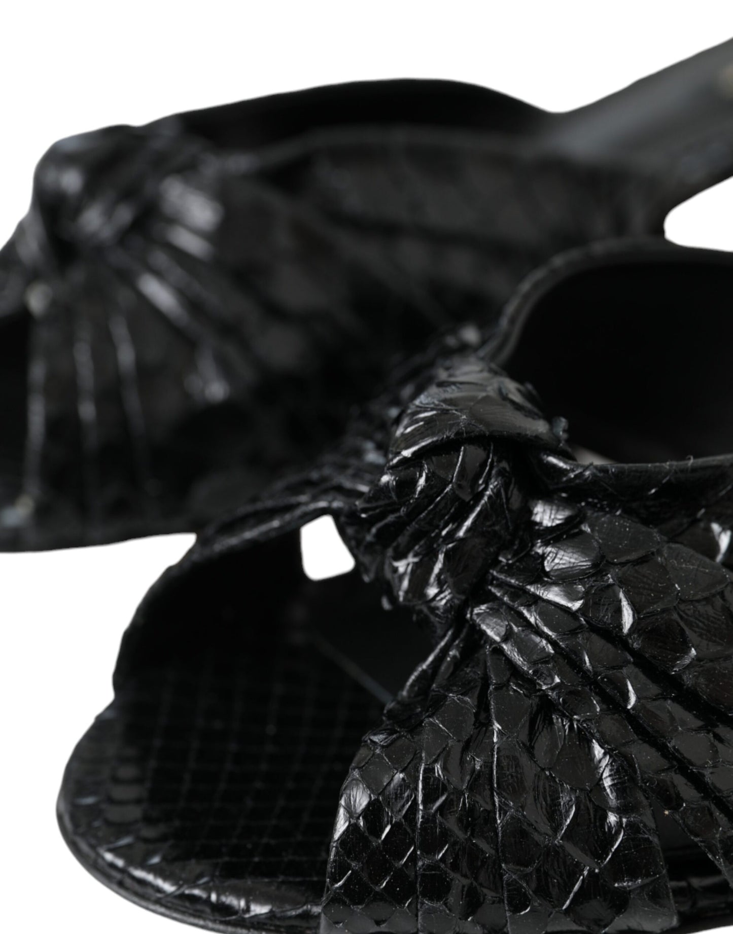 Dolce & Gabbana – Schwarze Pantoletten aus exotischem Leder mit Absatz